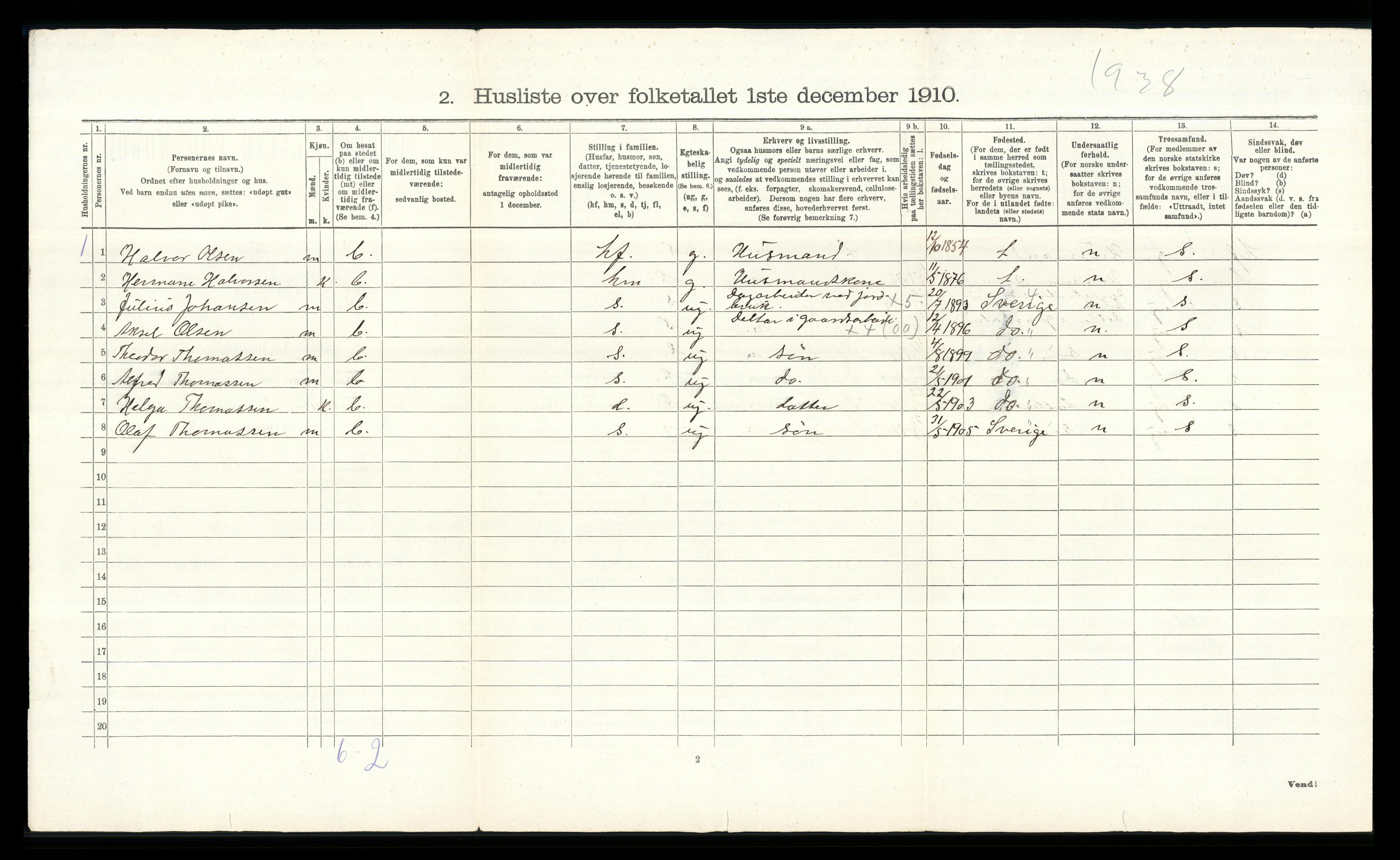 RA, 1910 census for Grue, 1910, p. 732