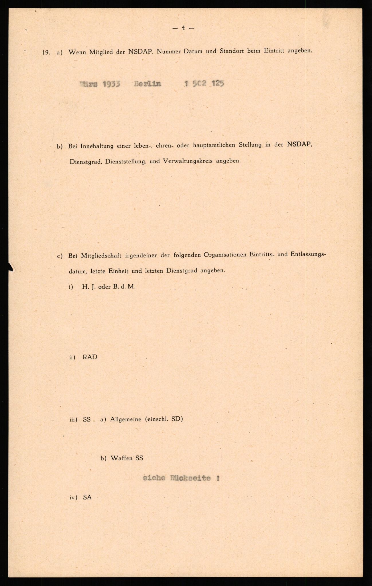 Forsvaret, Forsvarets overkommando II, AV/RA-RAFA-3915/D/Db/L0030: CI Questionaires. Tyske okkupasjonsstyrker i Norge. Tyskere., 1945-1946, p. 91