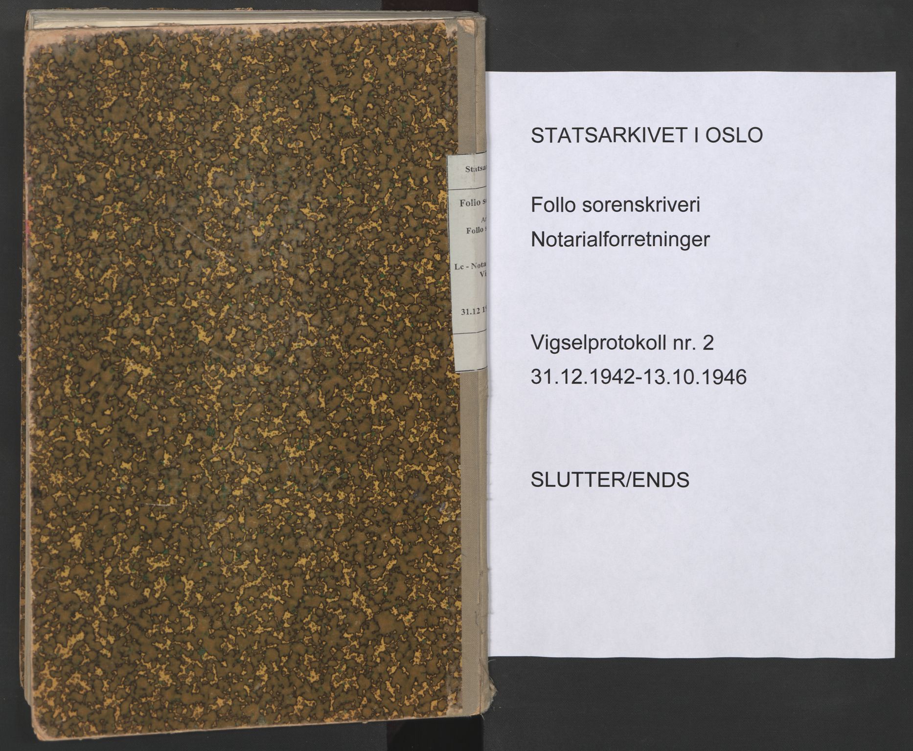 Follo sorenskriveri, SAO/A-10274/L/La/Lab/L0002: Vigselsbok, 1942-1946