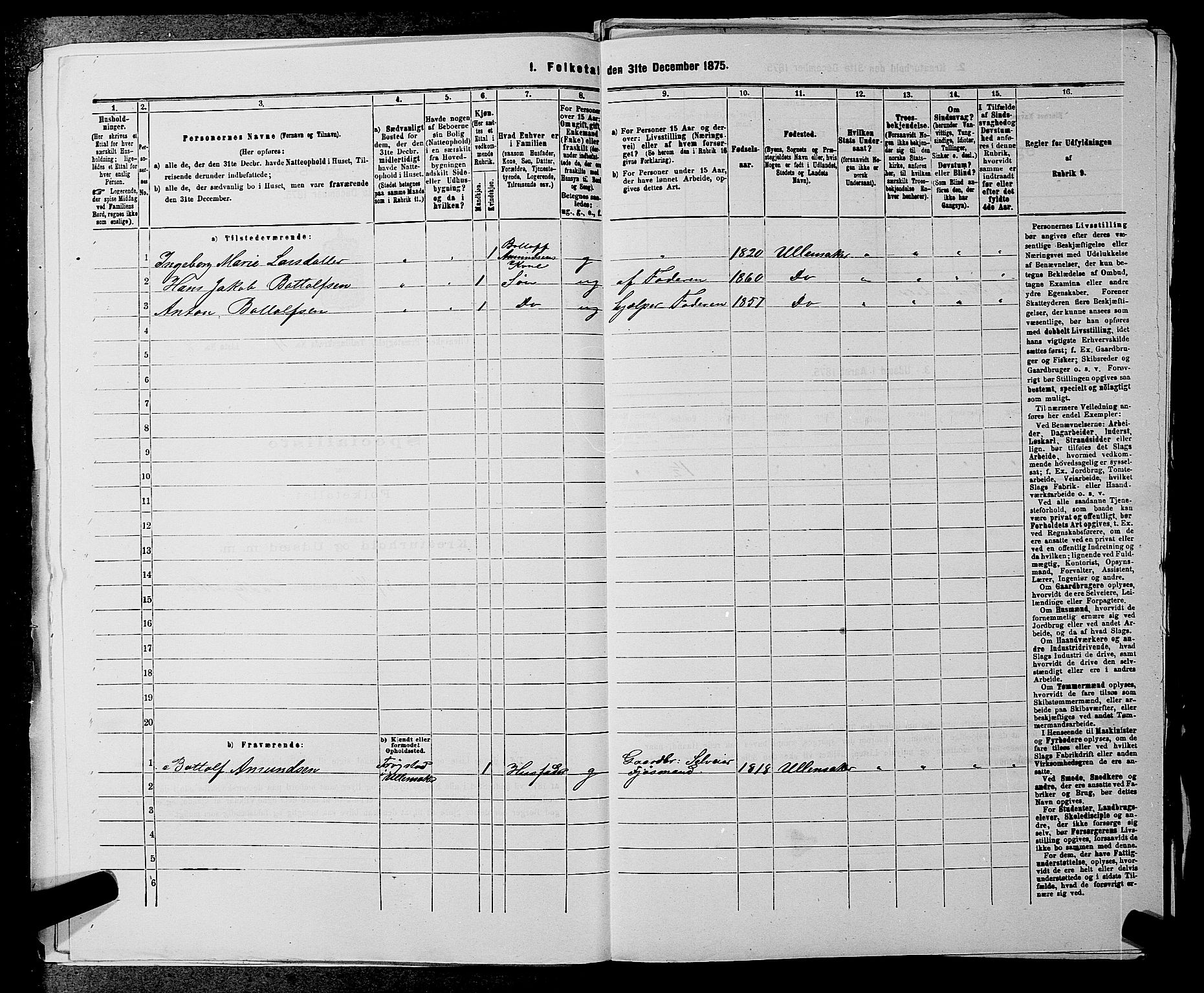 RA, 1875 census for 0235P Ullensaker, 1875, p. 486
