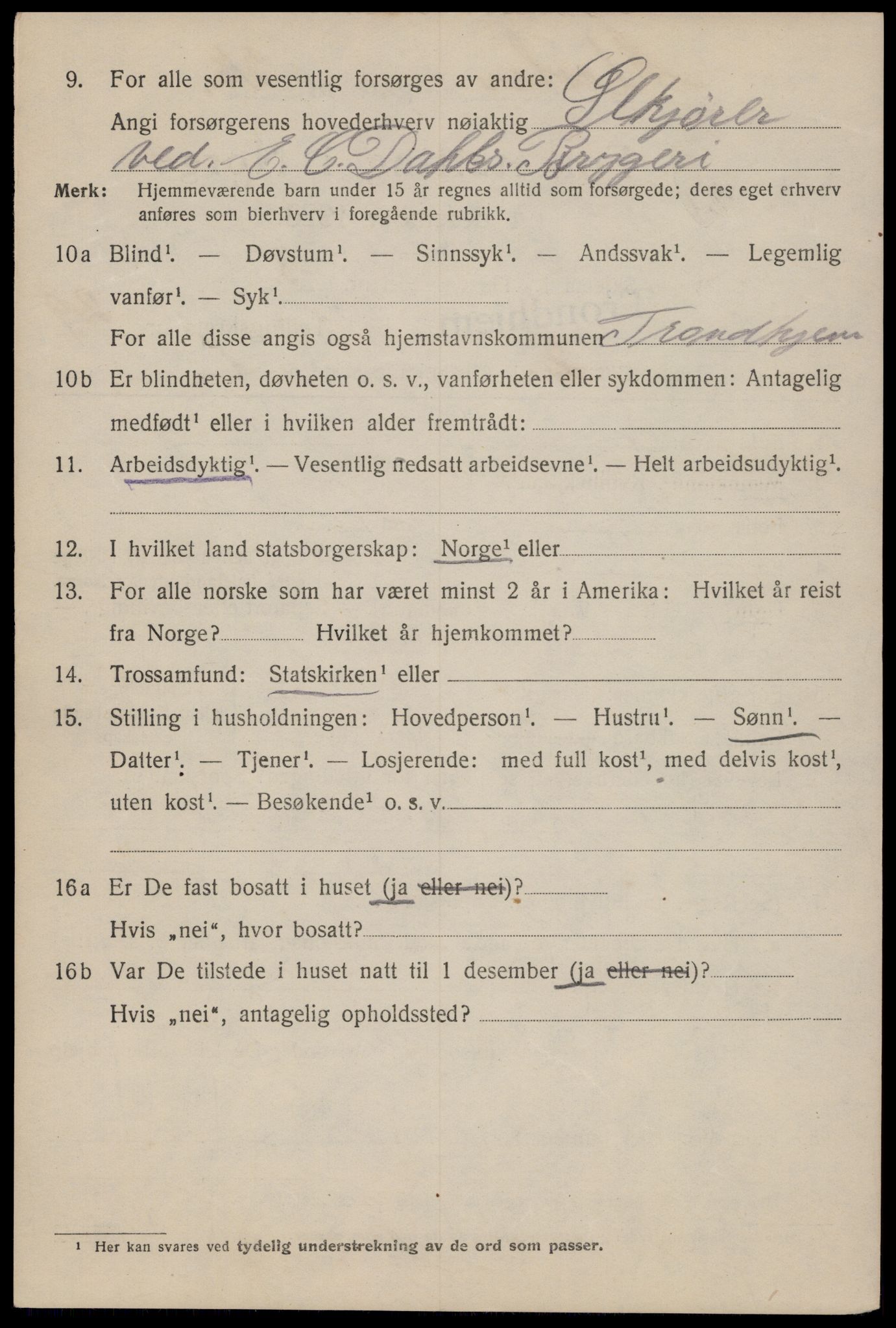 SAT, 1920 census for Trondheim, 1920, p. 72153