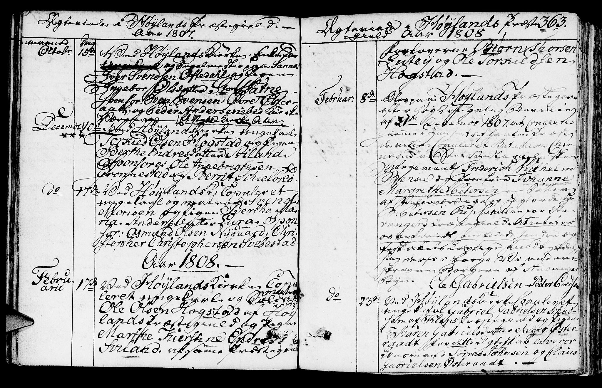 Høyland sokneprestkontor, AV/SAST-A-101799/001/30BA/L0005: Parish register (official) no. A 5, 1804-1815, p. 363