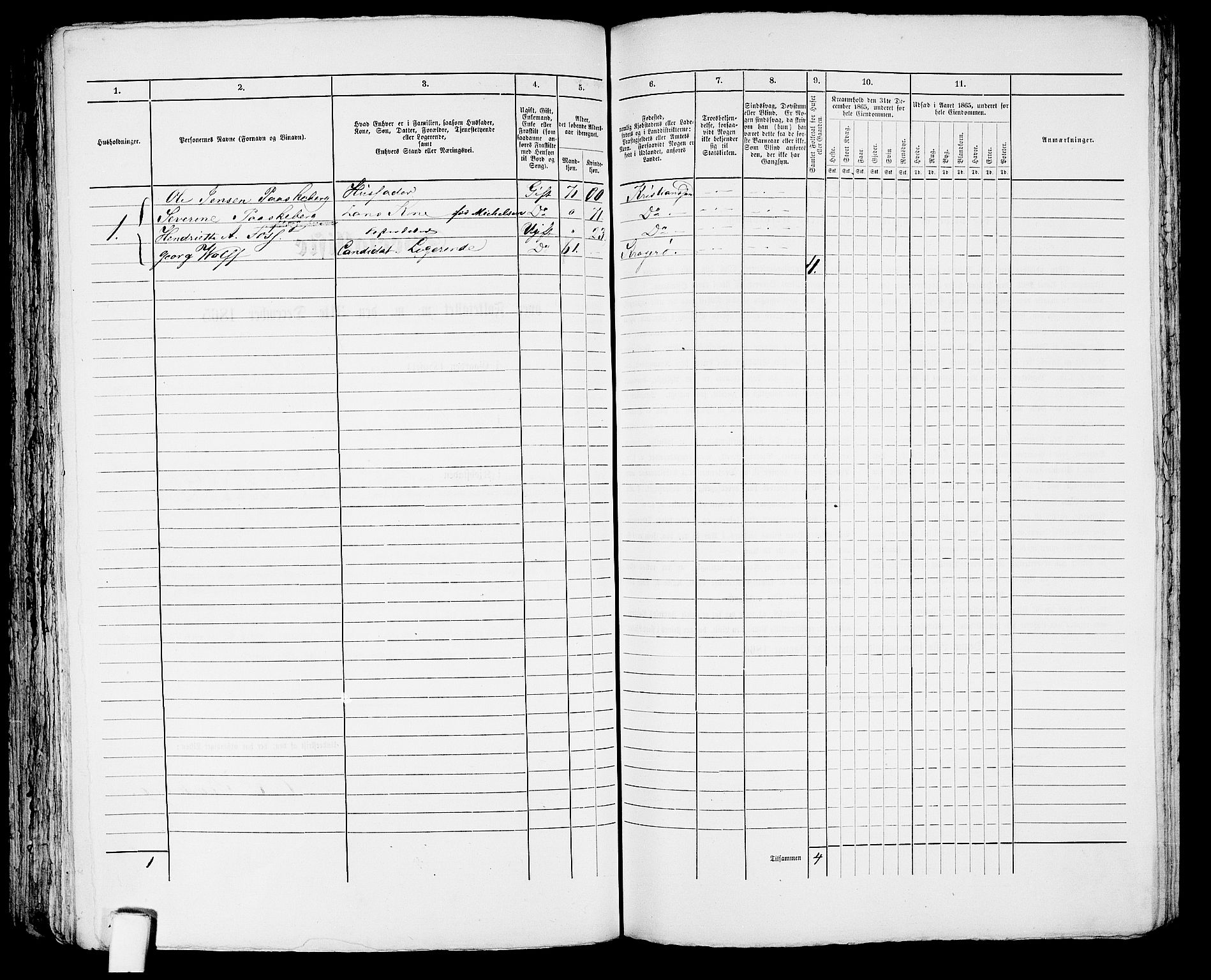 RA, 1865 census for Kristiansand, 1865, p. 1885