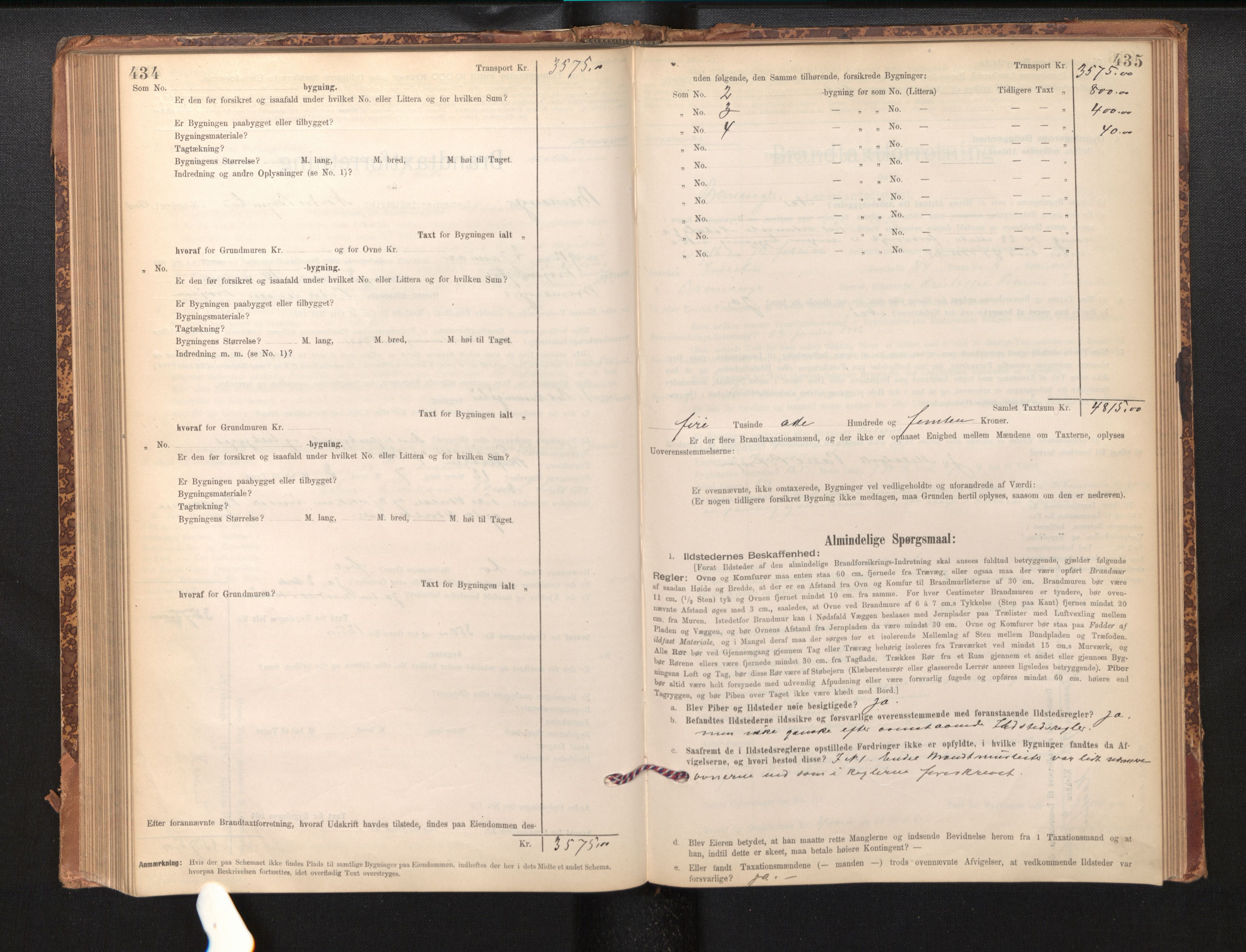 Lensmannen i Bremanger, AV/SAB-A-26701/0012/L0007: Branntakstprotokoll, skjematakst, 1895-1936, p. 434-435