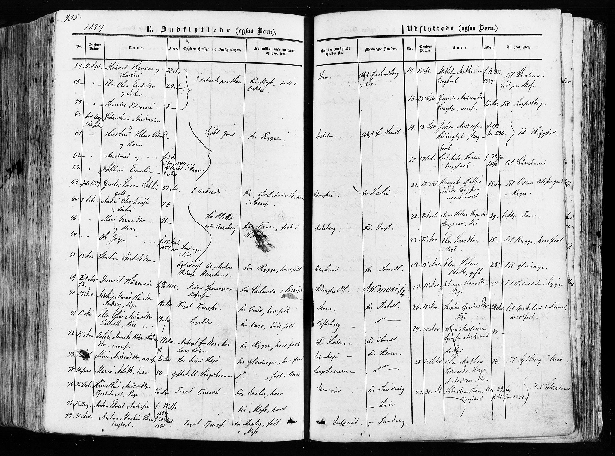 Råde prestekontor kirkebøker, AV/SAO-A-2009/F/Fa/L0006: Parish register (official) no. 6, 1854-1877, p. 435