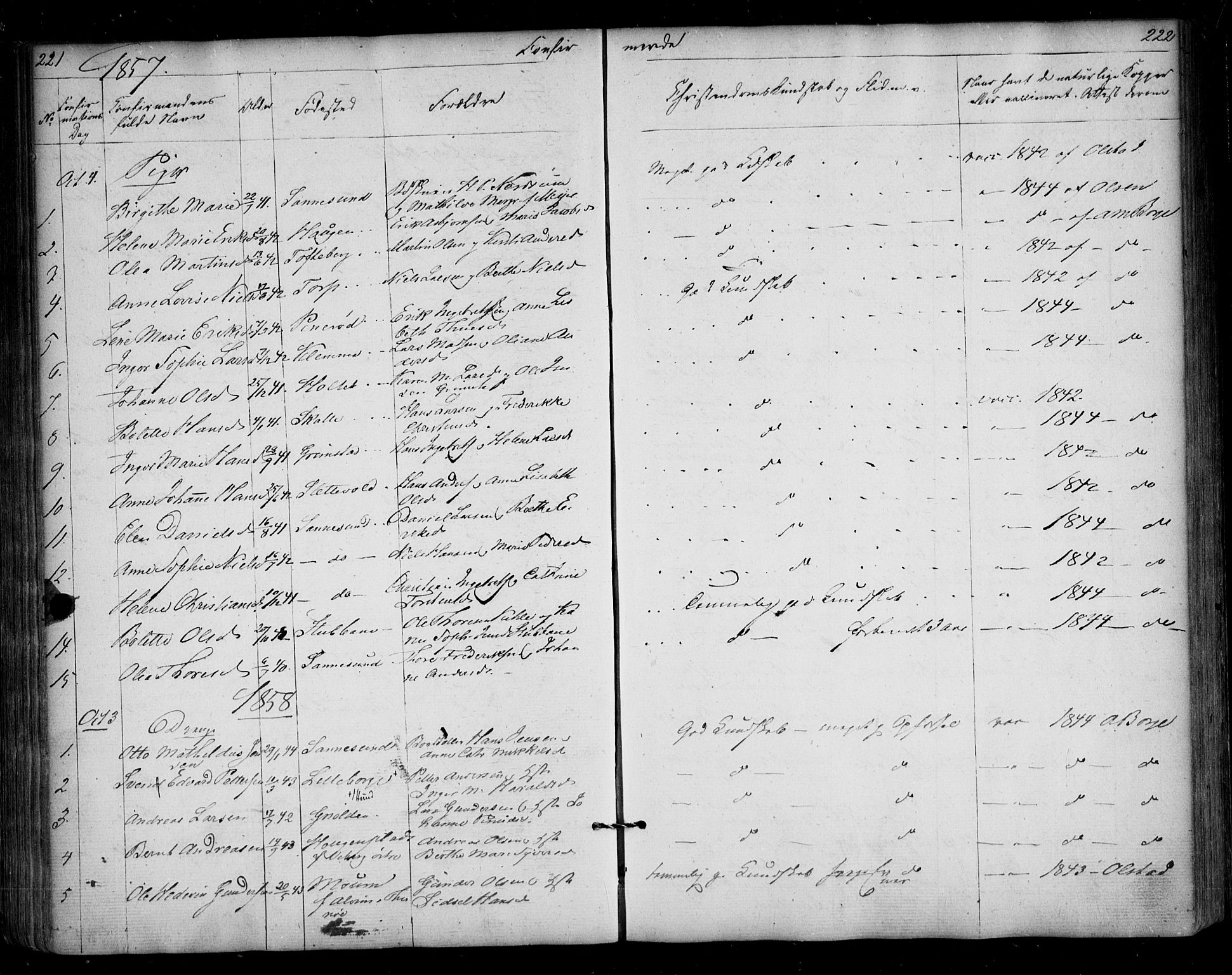 Borge prestekontor Kirkebøker, SAO/A-10903/F/Fa/L0005: Parish register (official) no. I 5, 1848-1860, p. 221-222