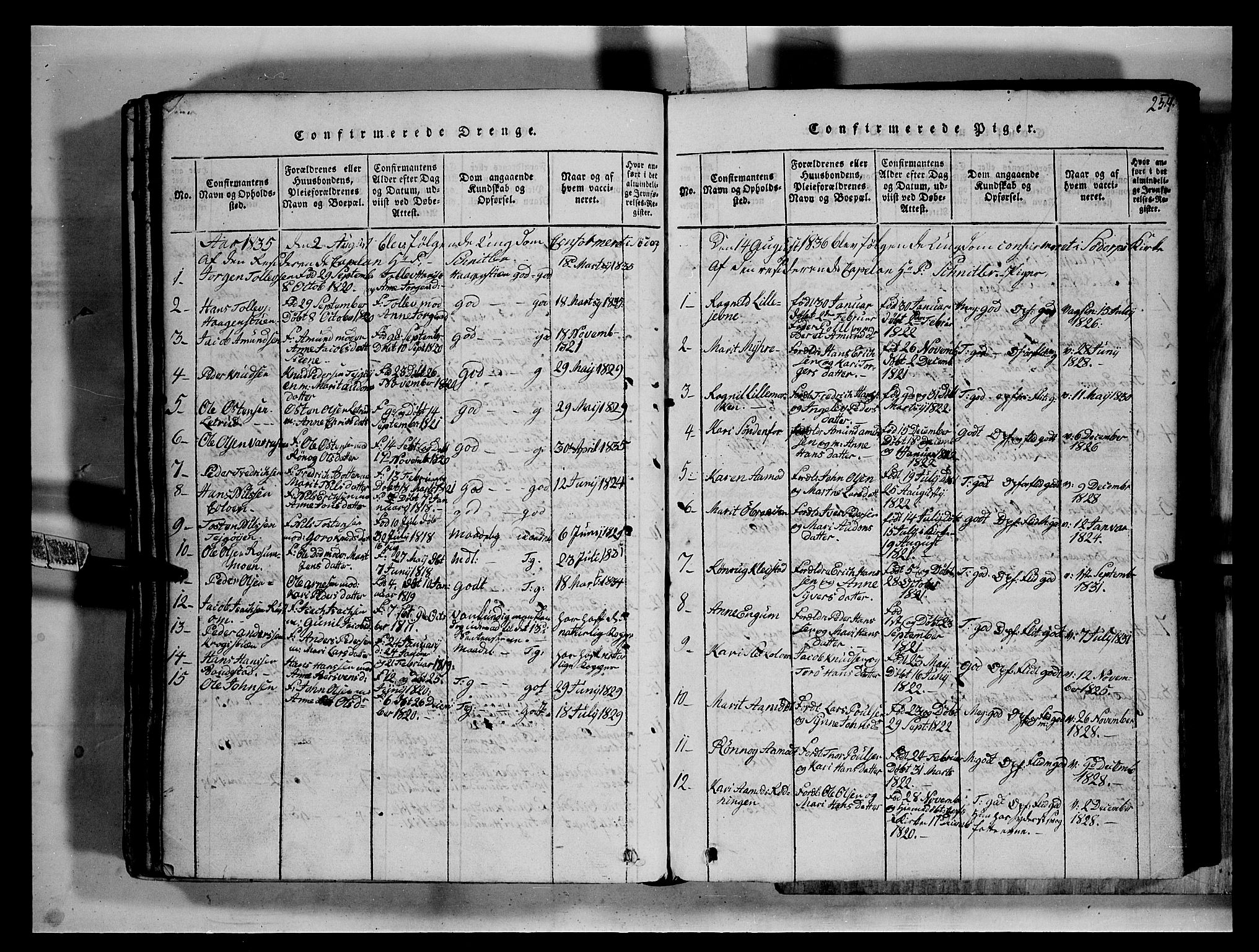Fron prestekontor, SAH/PREST-078/H/Ha/Hab/L0002: Parish register (copy) no. 2, 1816-1850, p. 254