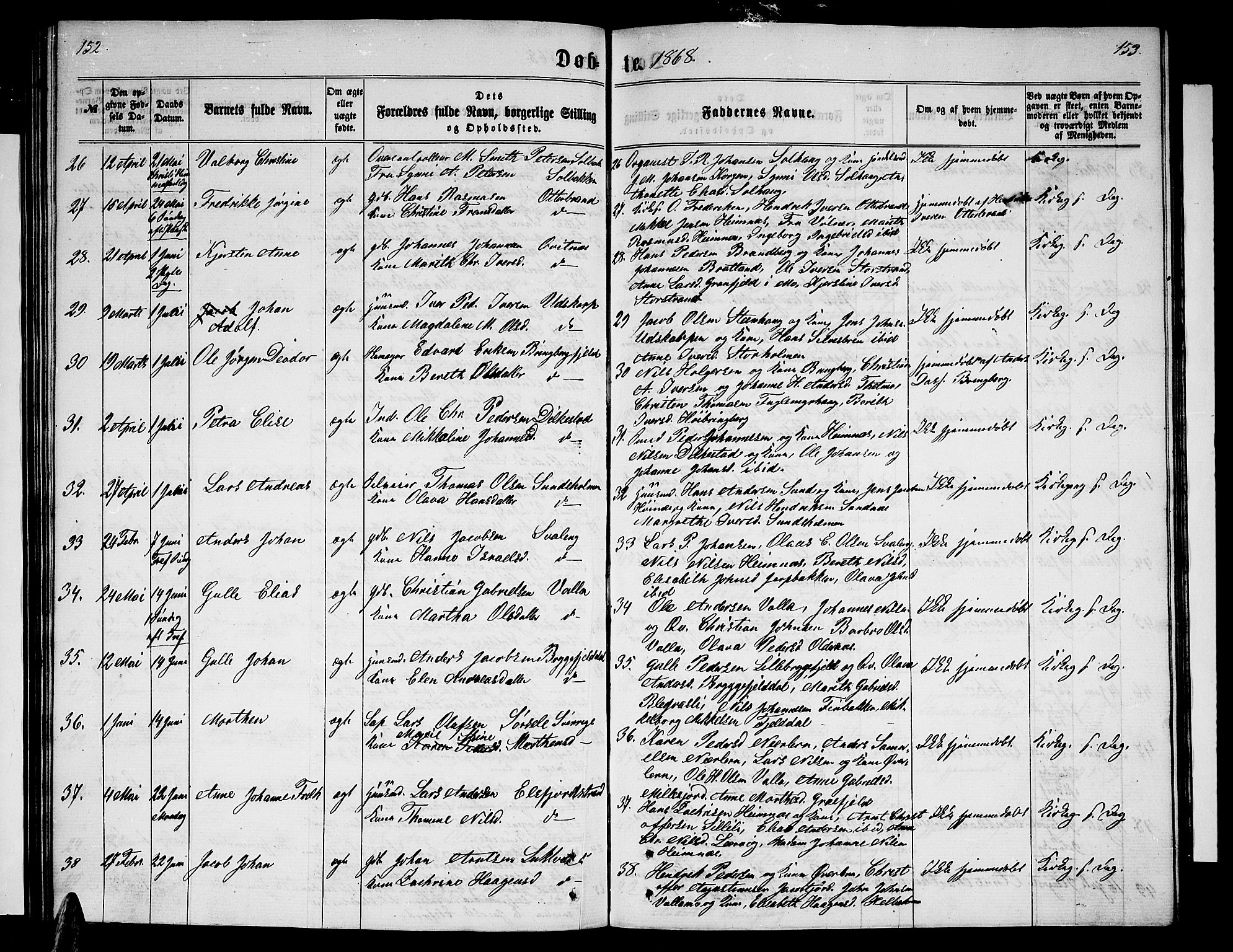 Ministerialprotokoller, klokkerbøker og fødselsregistre - Nordland, SAT/A-1459/825/L0365: Parish register (copy) no. 825C02, 1858-1873, p. 152-153