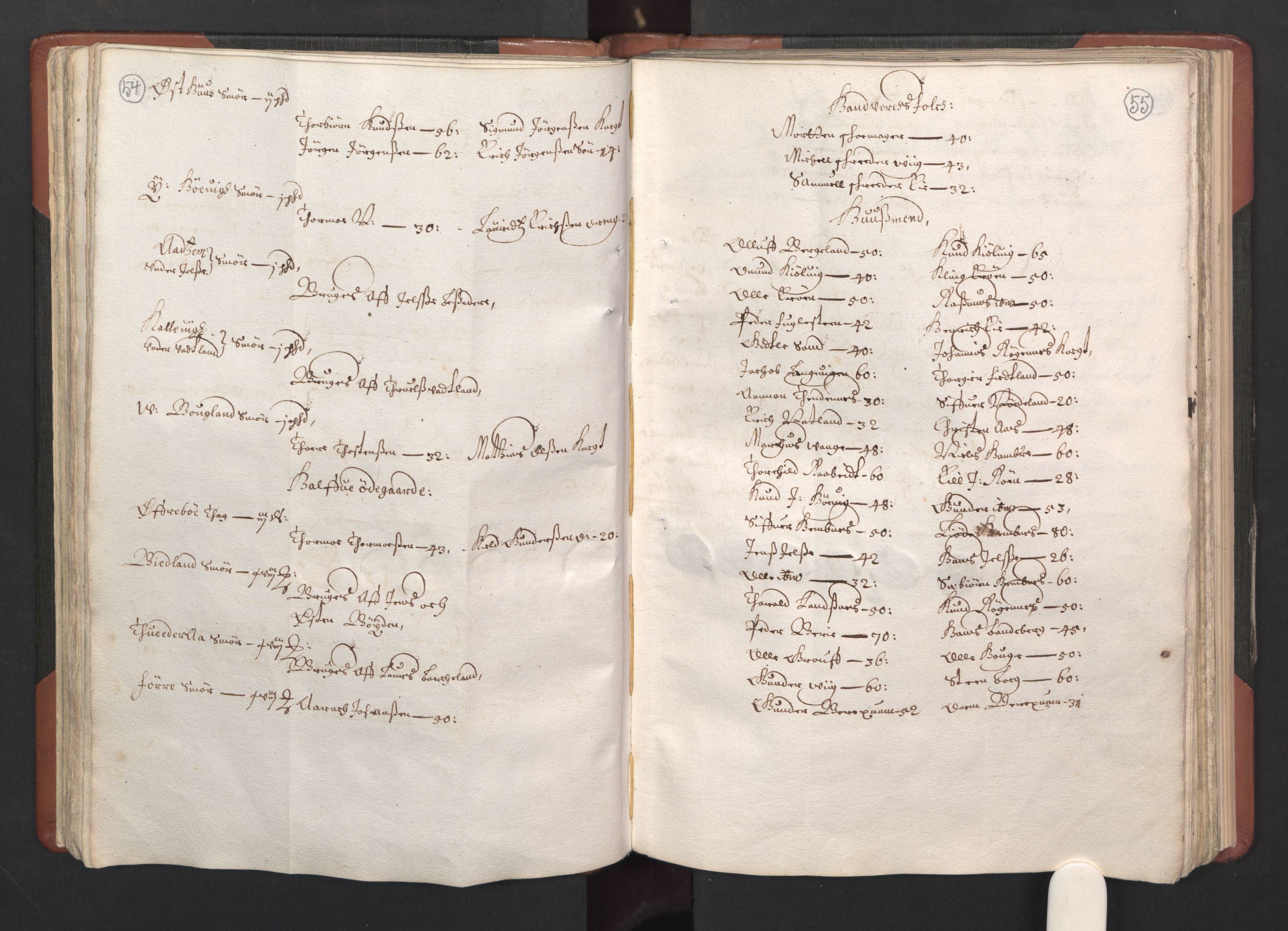 RA, Bailiff's Census 1664-1666, no. 12: Ryfylke fogderi, 1664, p. 54-55