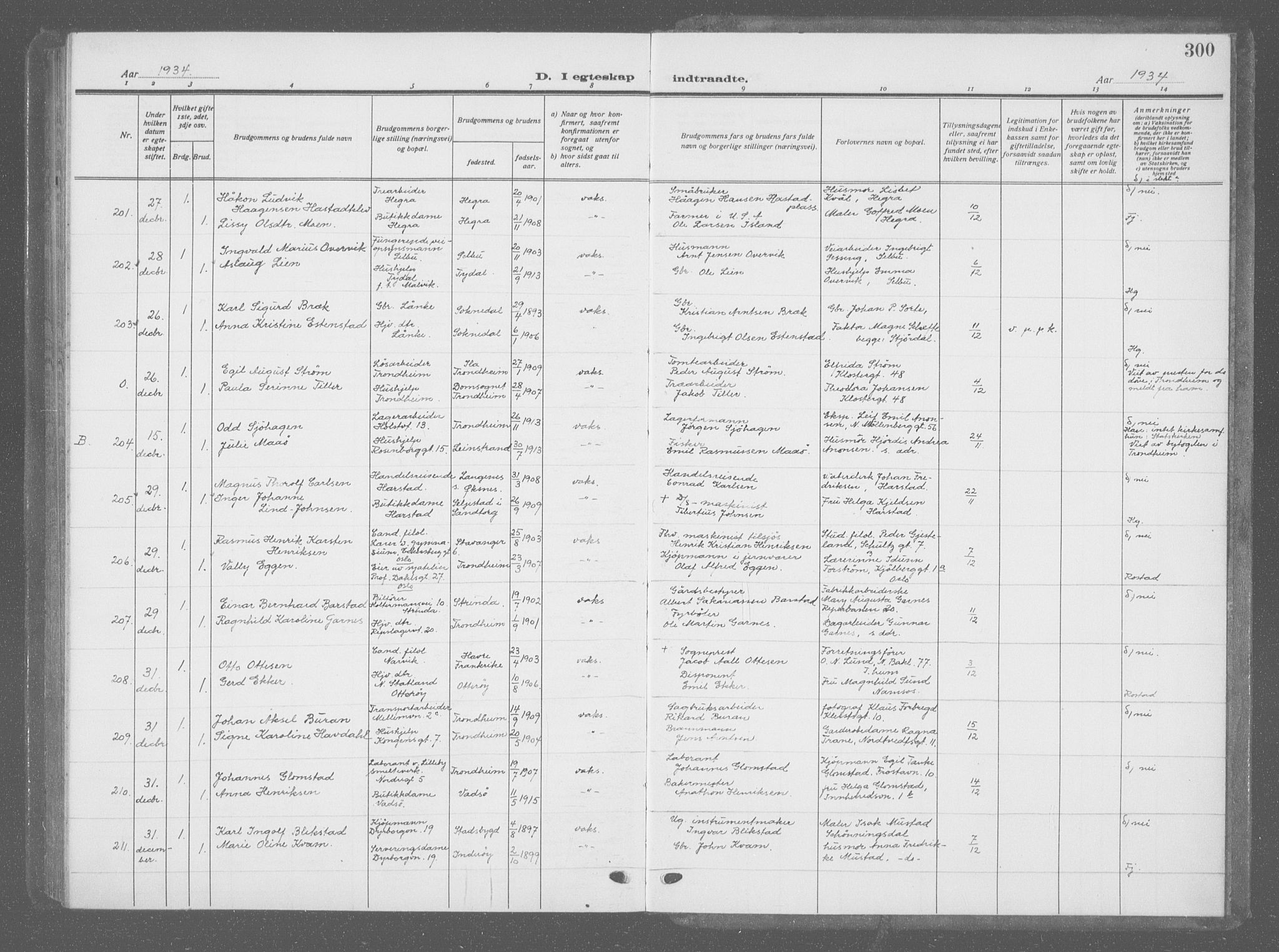 Ministerialprotokoller, klokkerbøker og fødselsregistre - Sør-Trøndelag, AV/SAT-A-1456/601/L0098: Parish register (copy) no. 601C16, 1921-1934, p. 300