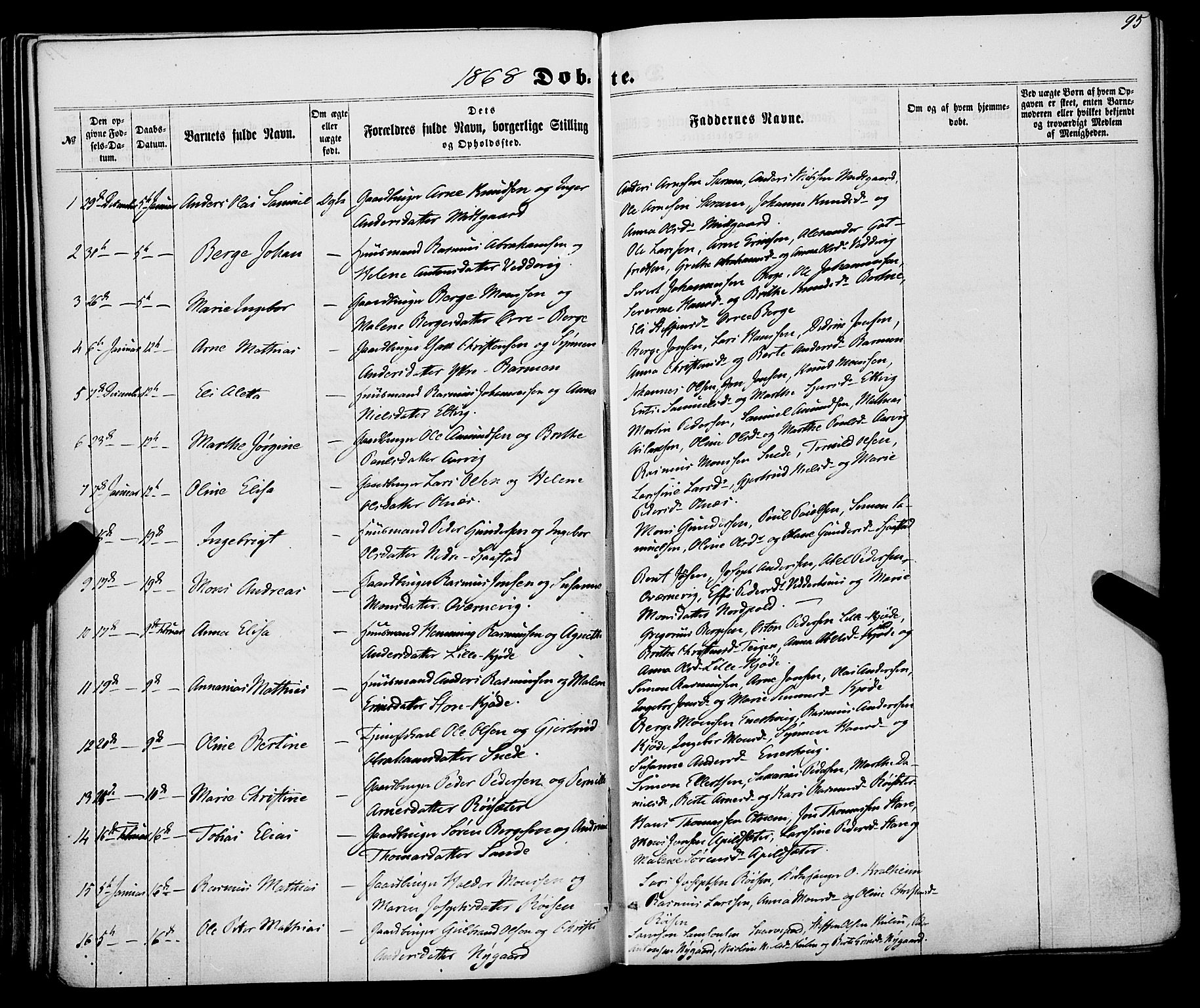 Selje sokneprestembete, AV/SAB-A-99938/H/Ha/Haa/Haaa: Parish register (official) no. A 11, 1858-1870, p. 95