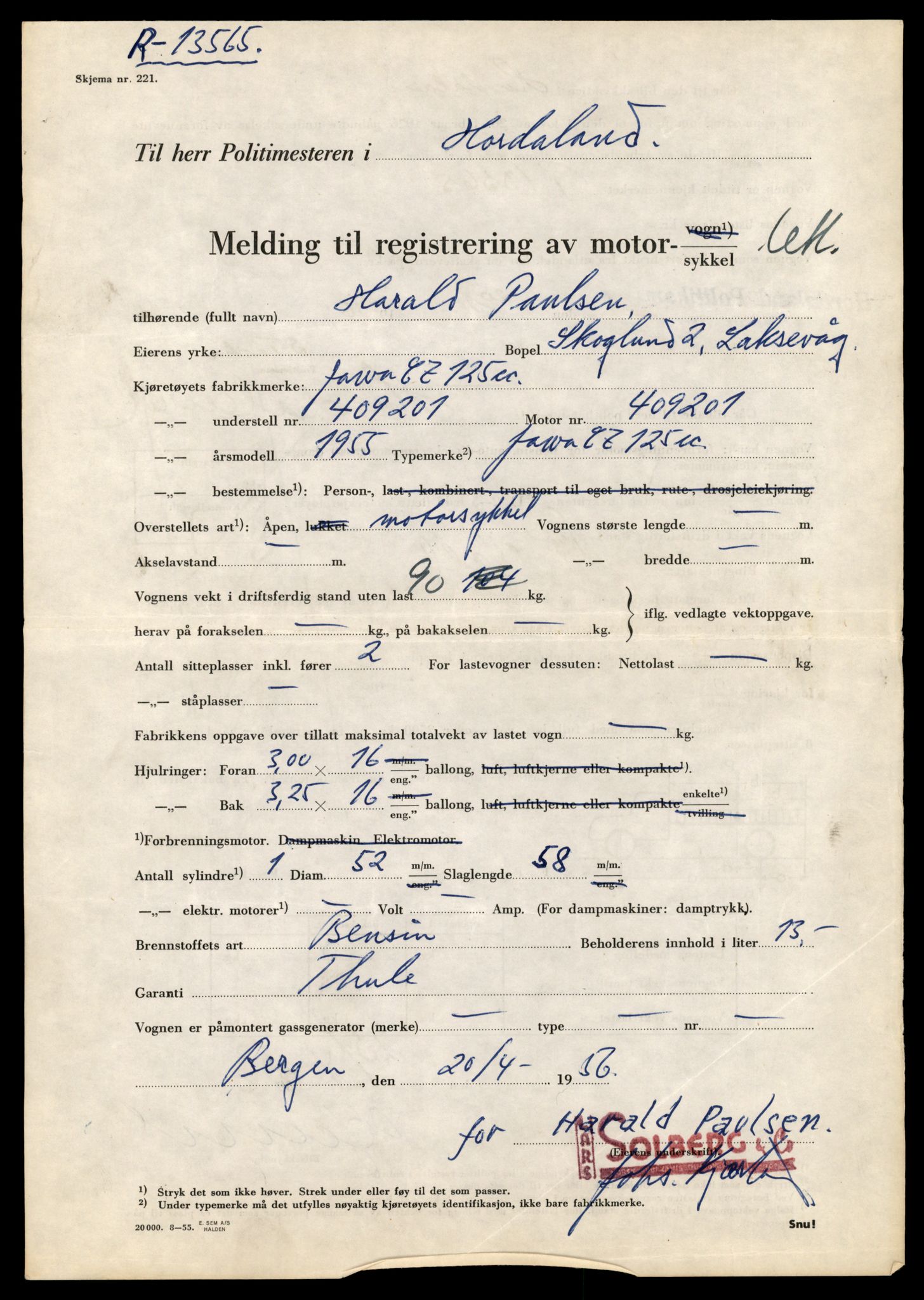 Møre og Romsdal vegkontor - Ålesund trafikkstasjon, AV/SAT-A-4099/F/Fe/L0042: Registreringskort for kjøretøy T 13906 - T 14079, 1927-1998, p. 664