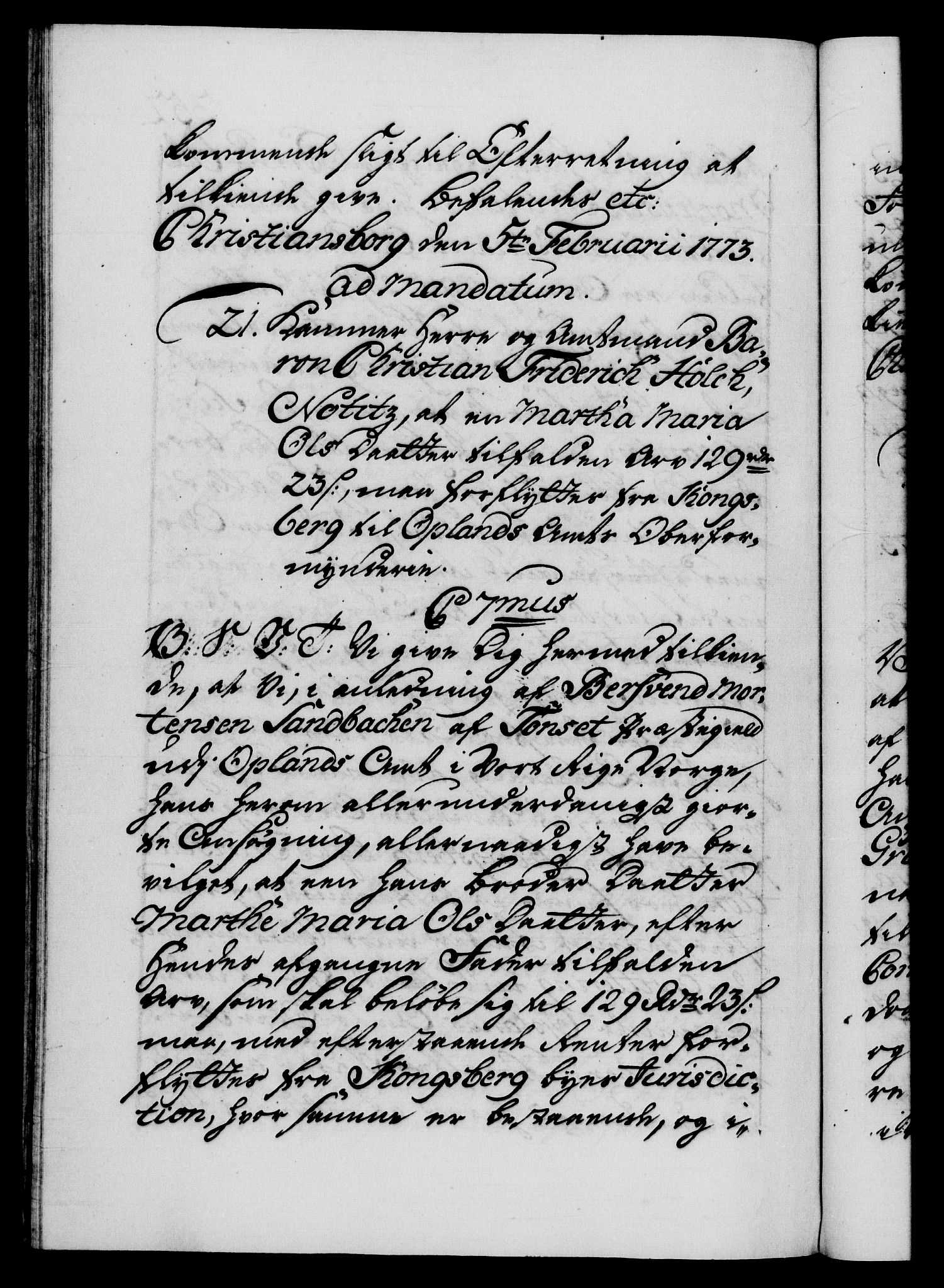 Danske Kanselli 1572-1799, AV/RA-EA-3023/F/Fc/Fca/Fcab/L0040: Norske tegnelser "Norske eller 3. depts. missiver", 1771-1773, p. 352b