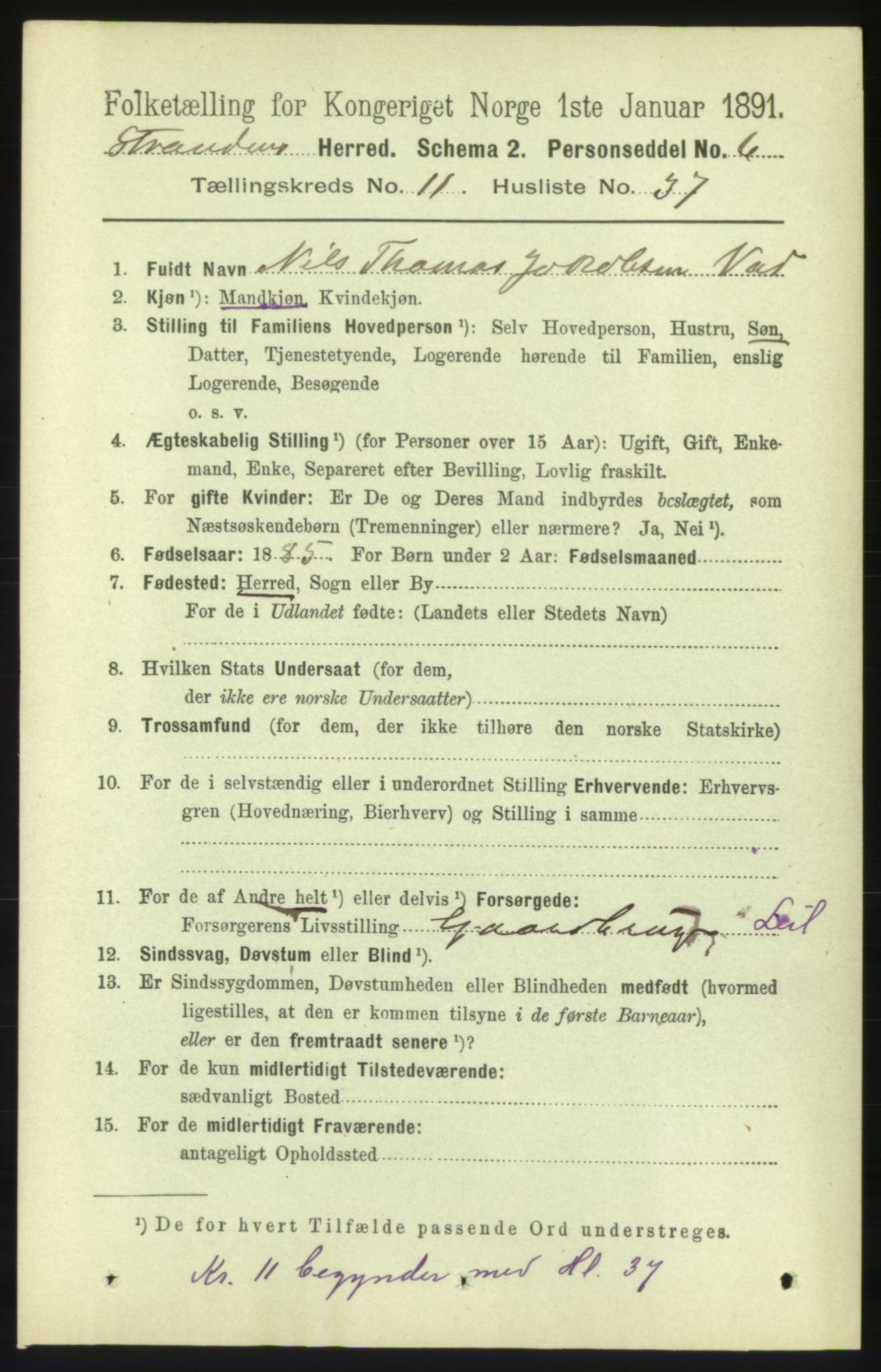 RA, 1891 census for 1525 Stranda, 1891, p. 2482