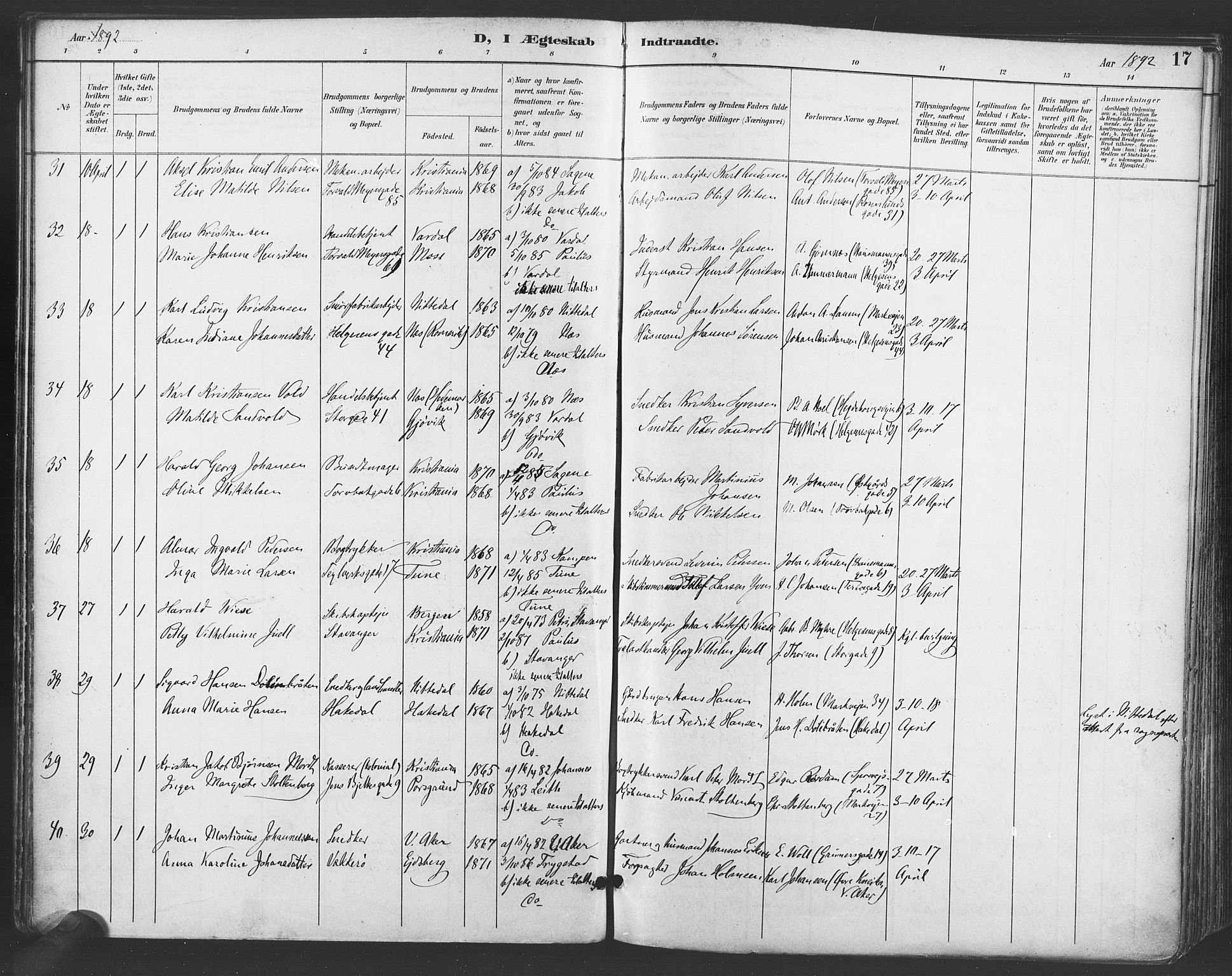 Paulus prestekontor Kirkebøker, AV/SAO-A-10871/F/Fa/L0009: Parish register (official) no. 9, 1891-1901, p. 17