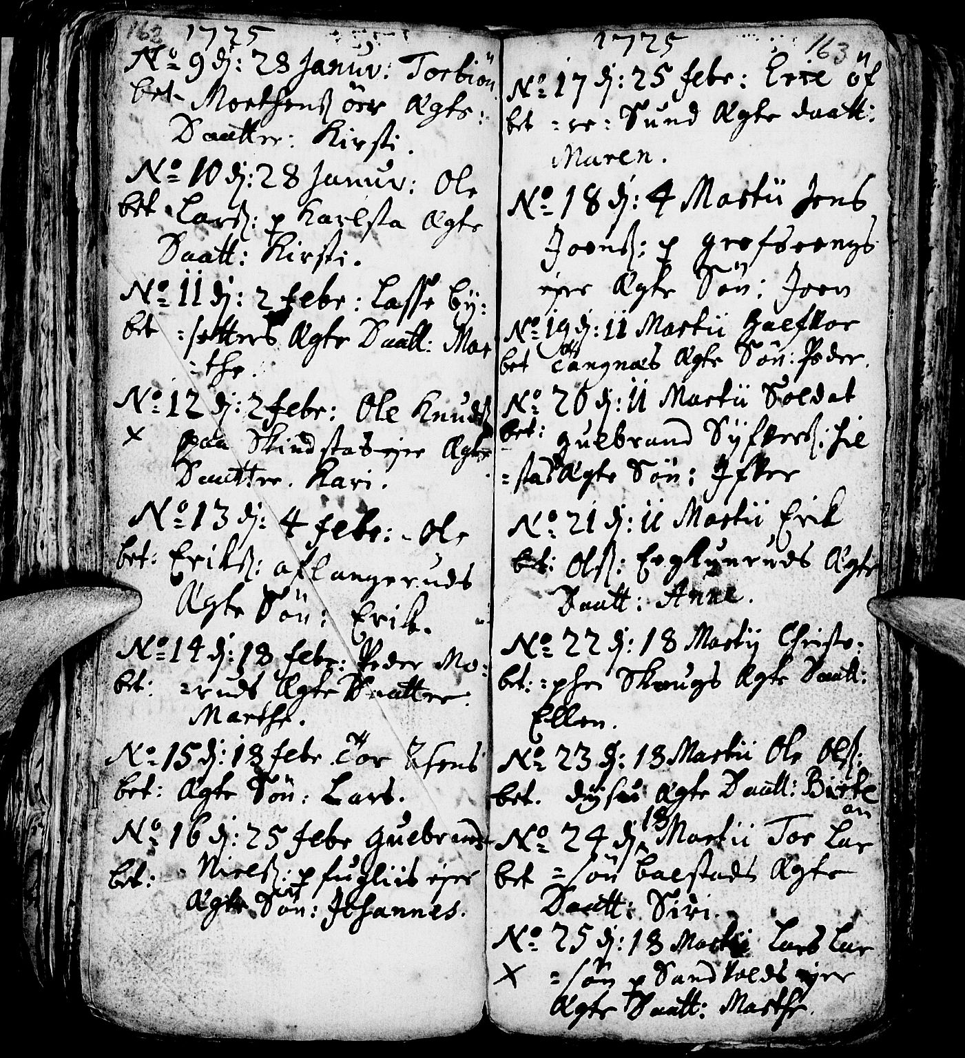 Nes prestekontor, Hedmark, AV/SAH-PREST-020/L/La/L0001: Parish register (copy) no. 1, 1663-1784, p. 162-163