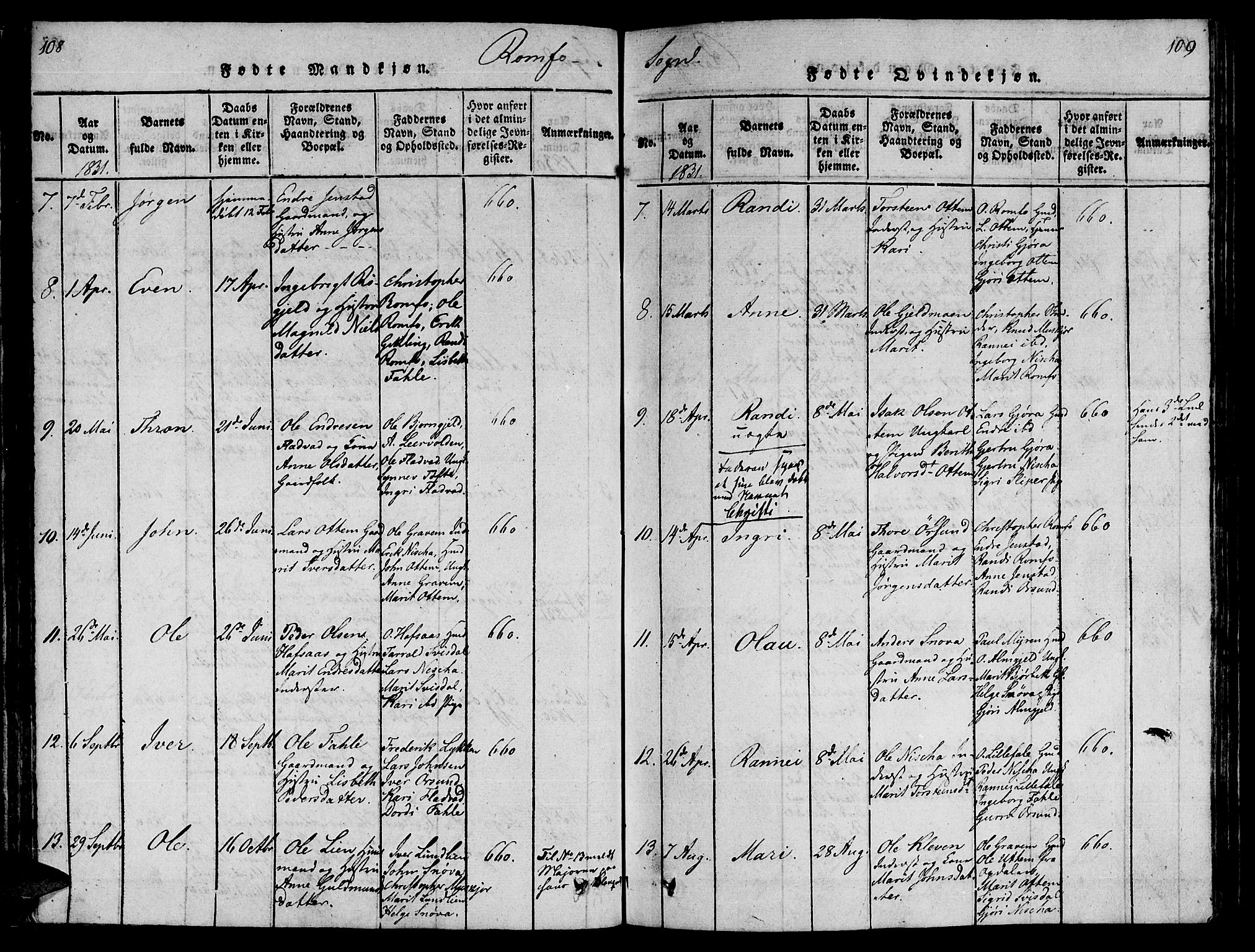 Ministerialprotokoller, klokkerbøker og fødselsregistre - Møre og Romsdal, AV/SAT-A-1454/590/L1010: Parish register (official) no. 590A03 /2, 1820-1832, p. 108-109