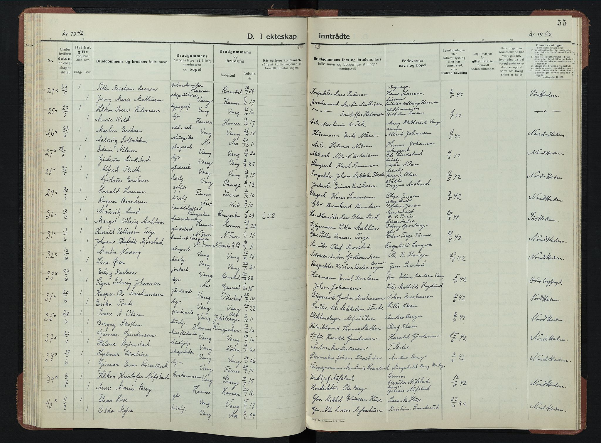 Vang prestekontor, Hedmark, AV/SAH-PREST-008/H/Ha/Hab/L0019: Parish register (copy) no. 19, 1940-1953, p. 55