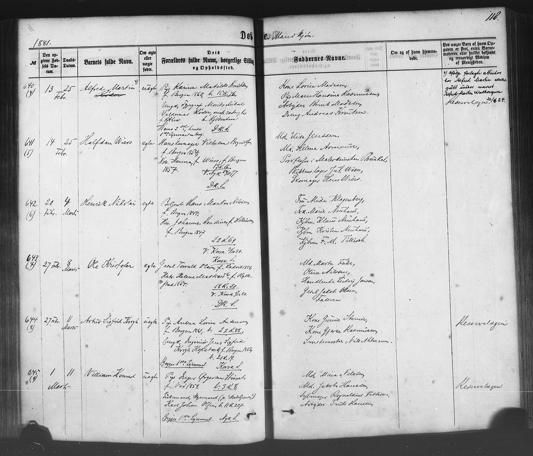 Fødselsstiftelsens sokneprestembete*, SAB/-: Parish register (official) no. A 1, 1863-1883, p. 118