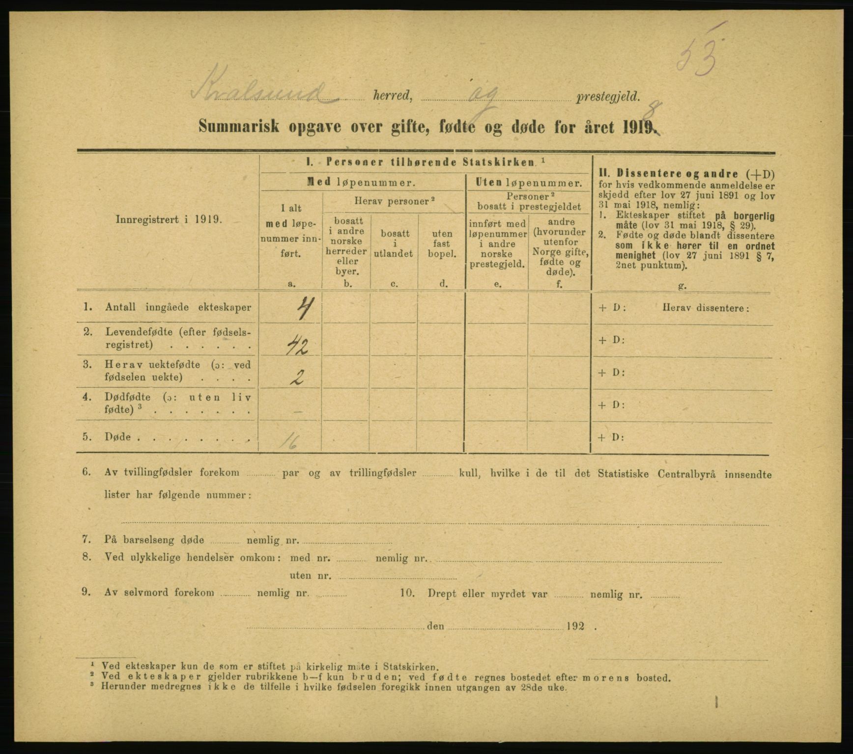 Statistisk sentralbyrå, Sosiodemografiske emner, Befolkning, RA/S-2228/D/Df/Dfb/Dfbh/L0059: Summariske oppgaver over gifte, fødte og døde for hele landet., 1918, p. 1665