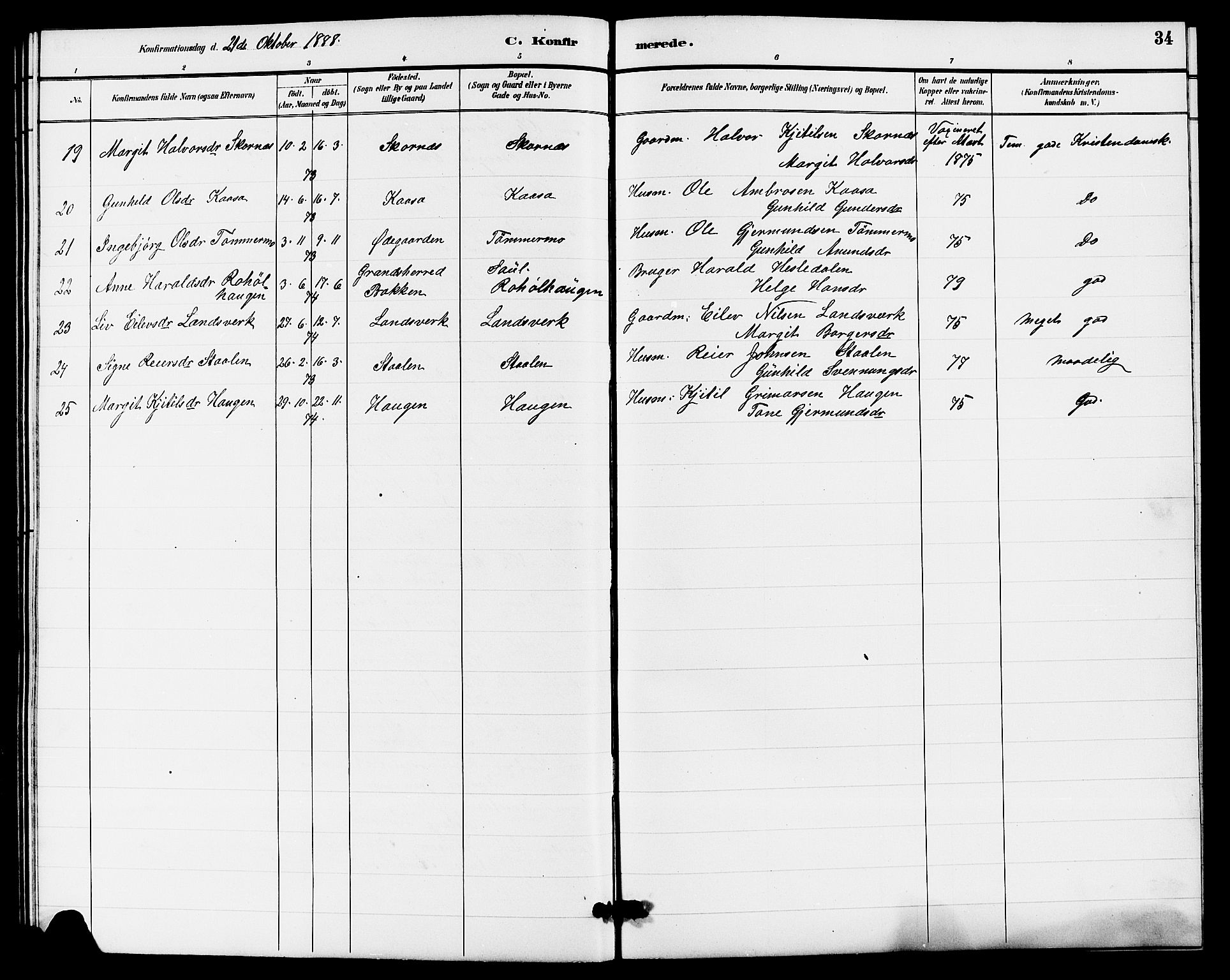 Hjartdal kirkebøker, SAKO/A-270/G/Gb/L0003: Parish register (copy) no. II 3, 1884-1899, p. 34