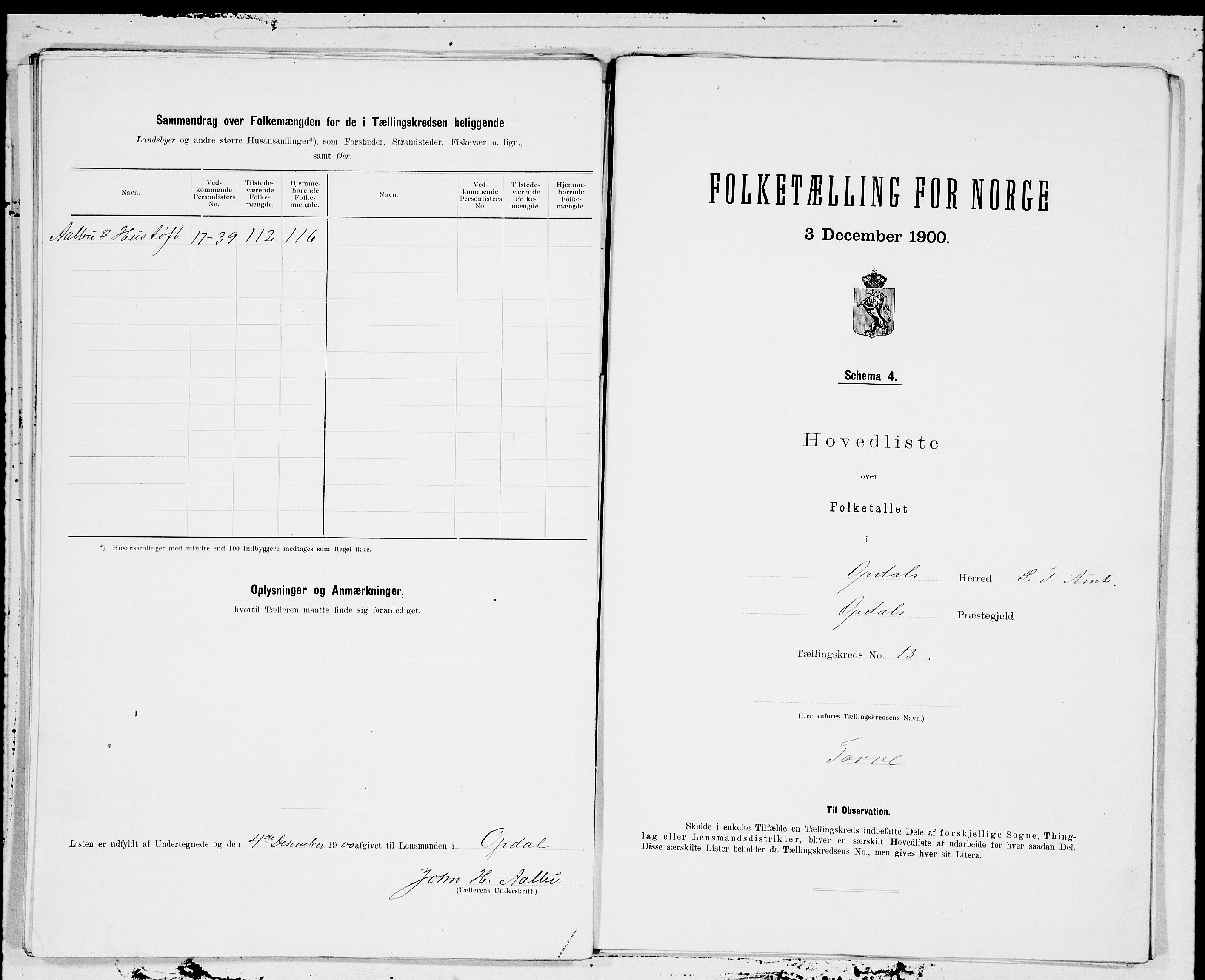 SAT, 1900 census for Oppdal, 1900, p. 26