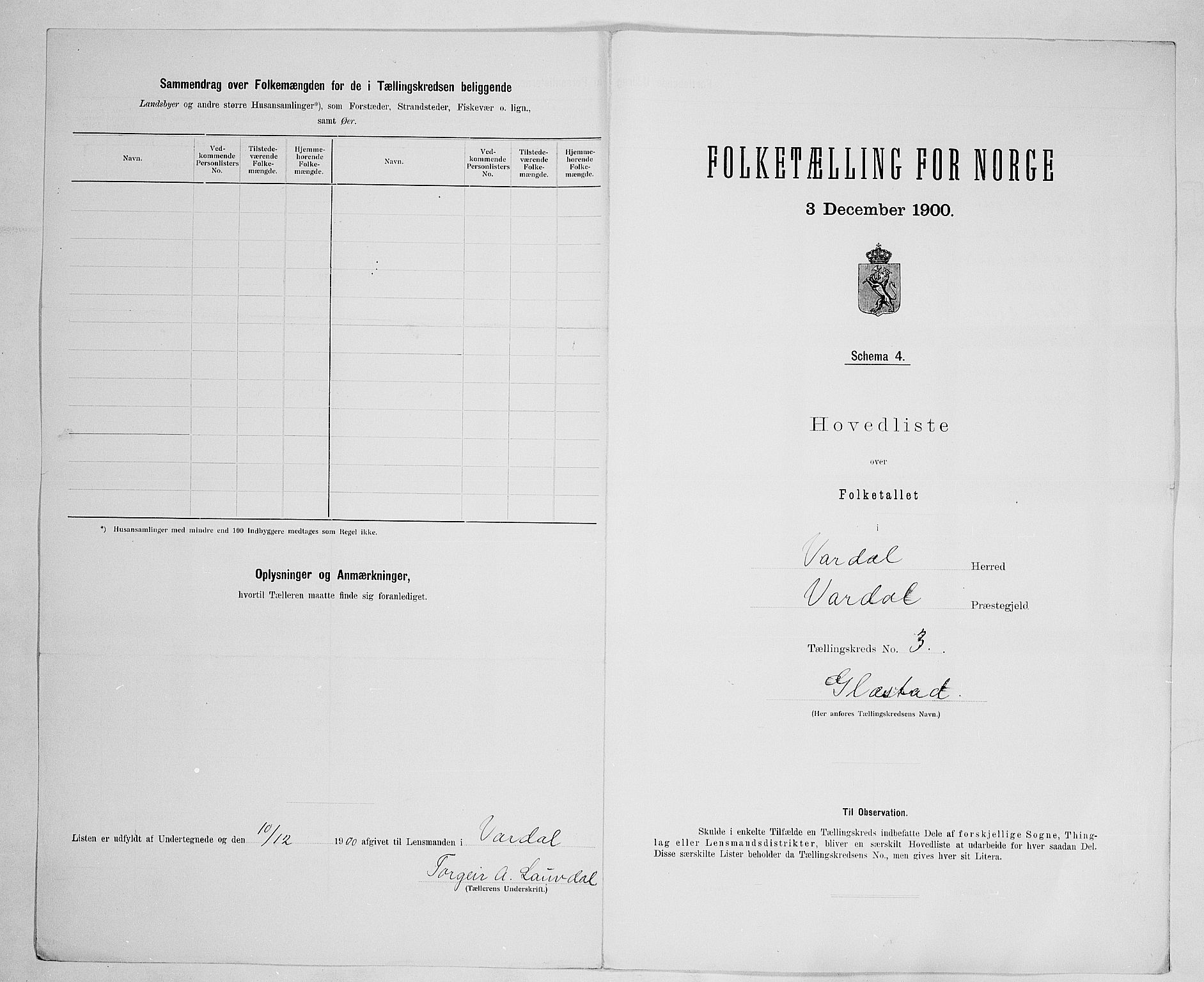 SAH, 1900 census for Vardal, 1900, p. 22