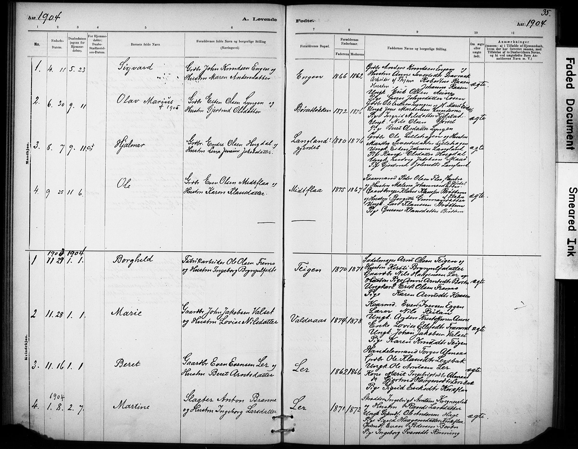 Ministerialprotokoller, klokkerbøker og fødselsregistre - Sør-Trøndelag, SAT/A-1456/693/L1119: Parish register (official) no. 693A01, 1887-1905, p. 35