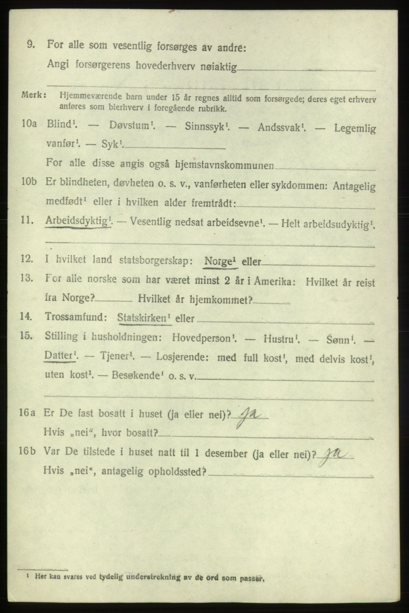 SAB, 1920 census for Bremnes, 1920, p. 1803