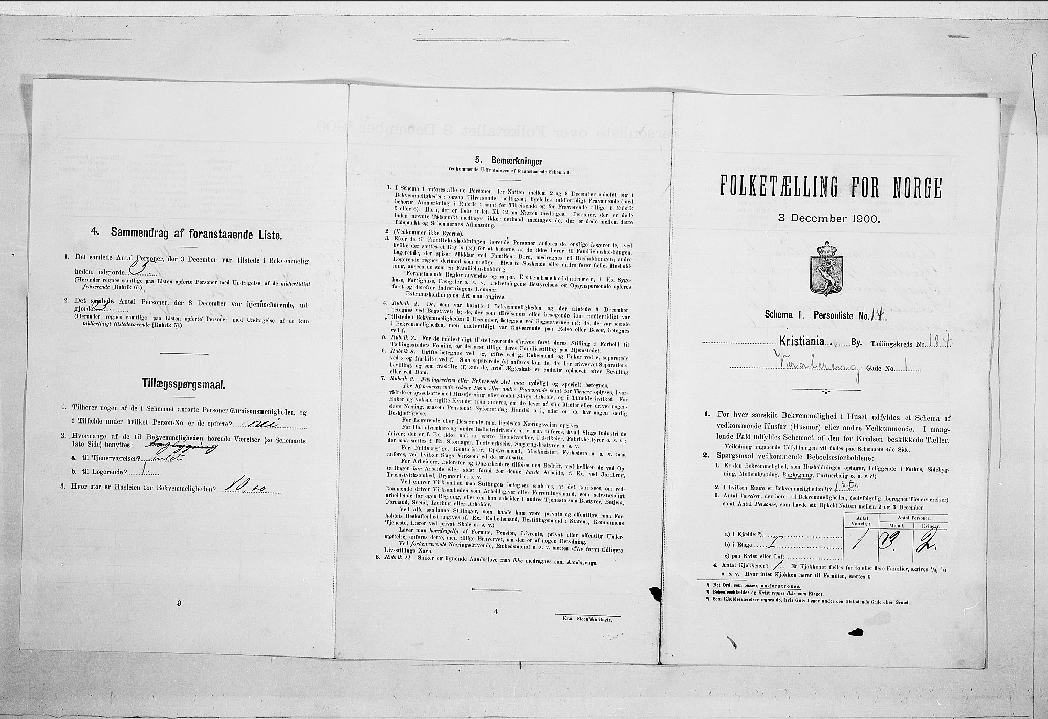 SAO, 1900 census for Kristiania, 1900, p. 109199