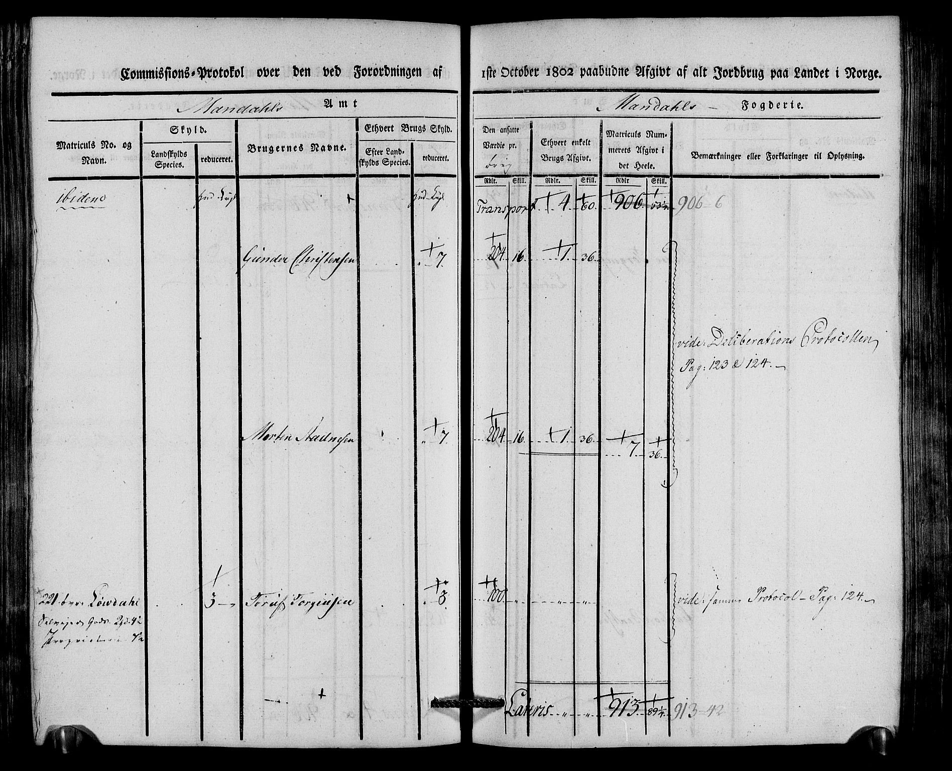 Rentekammeret inntil 1814, Realistisk ordnet avdeling, AV/RA-EA-4070/N/Ne/Nea/L0087: Mandal fogderi. Kommisjonsprotokoll "Nr. 1", for Holum, Halse, Harkmark, Øyslebø, Laudal og Finsland sogn, 1803, p. 206