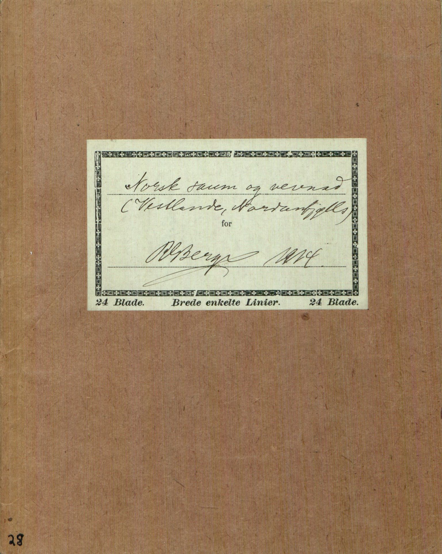 Rikard Berge, TEMU/TGM-A-1003/H/L0028: 28: Norsk saum og vevnad (Vestlandet, Nordanfjølls), 1914