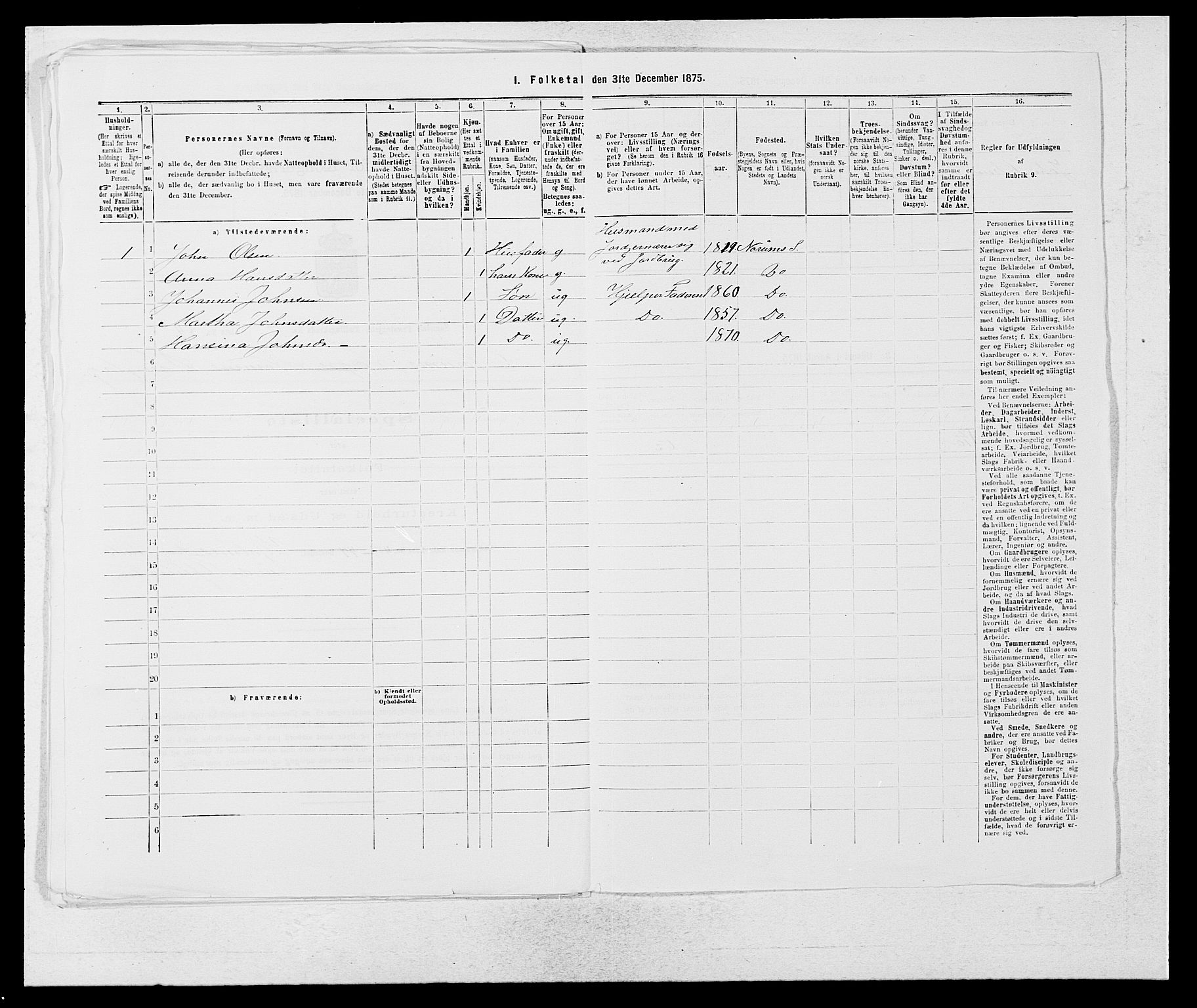 SAB, 1875 census for 1420P Sogndal, 1875, p. 1173