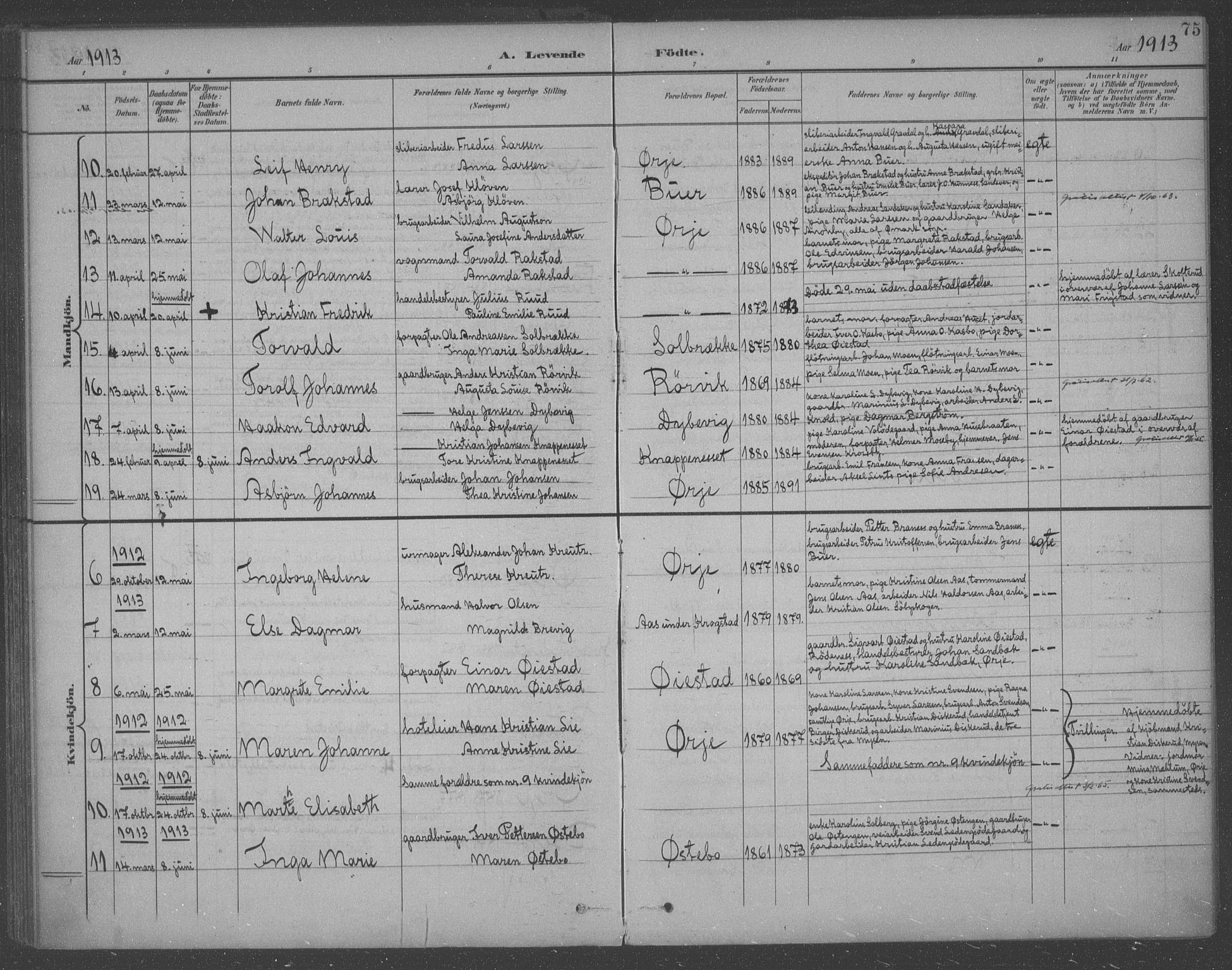 Aremark prestekontor Kirkebøker, SAO/A-10899/F/Fb/L0005: Parish register (official) no. II 5, 1895-1919, p. 75