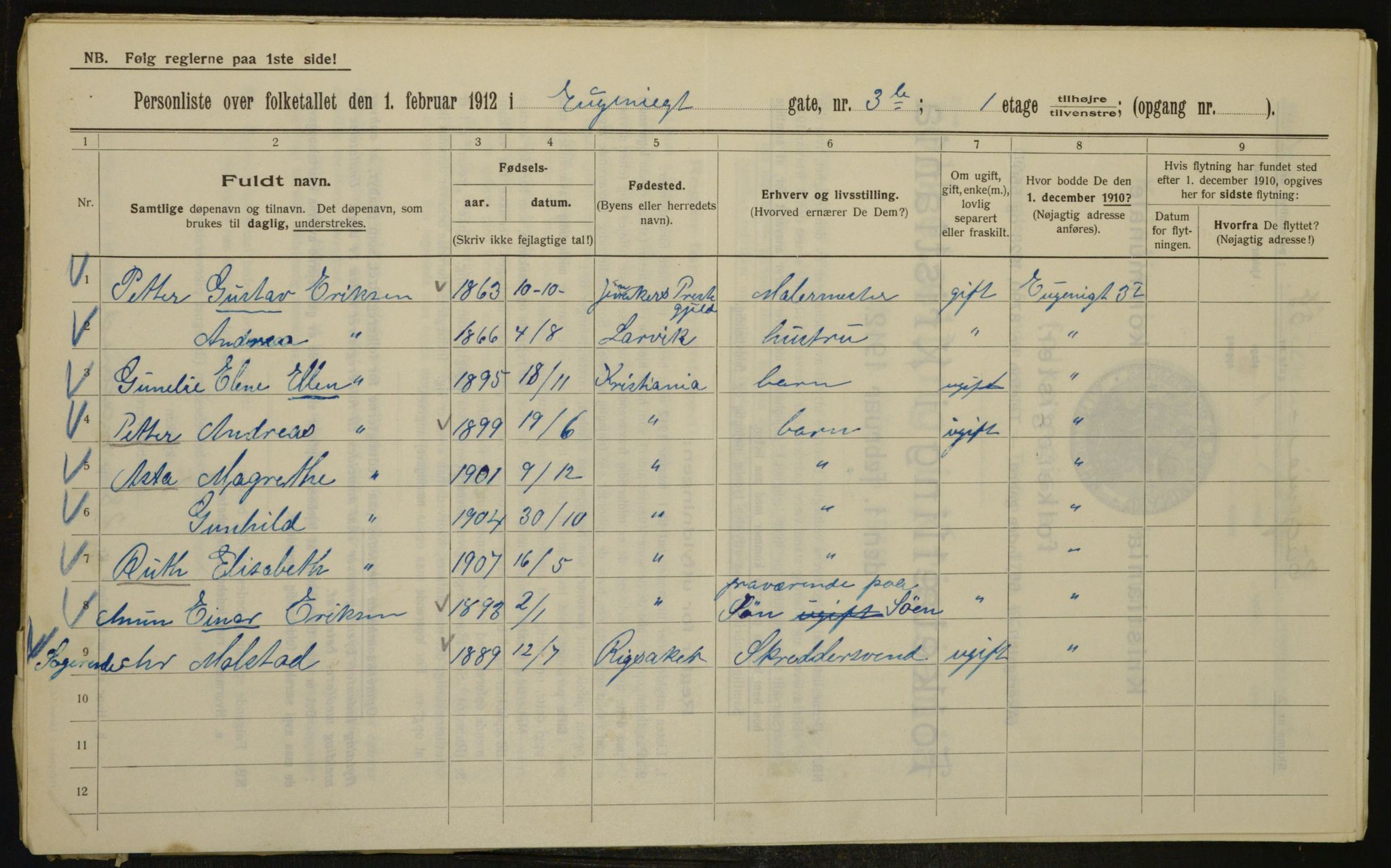 OBA, Municipal Census 1912 for Kristiania, 1912, p. 22612