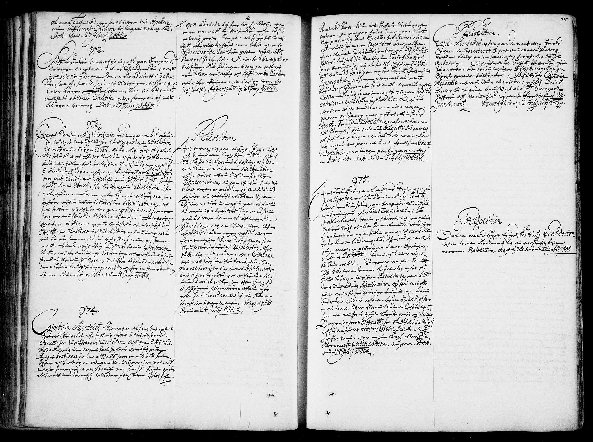 Stattholderembetet 1572-1771, AV/RA-EA-2870/Ad/L0001: Supplikasjons- og resolusjonsprotokoll, 1662-1669, p. 314b-315a