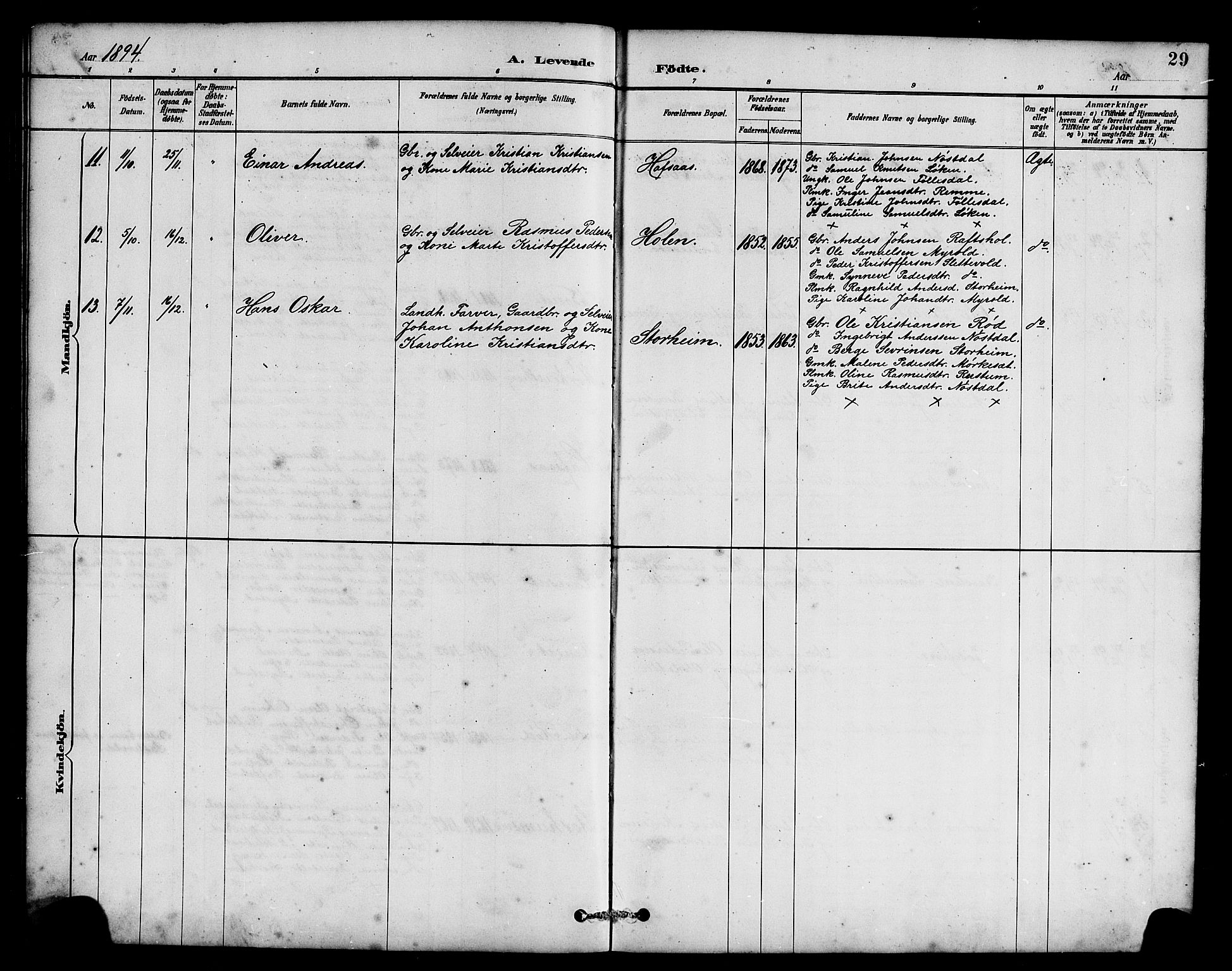 Eid sokneprestembete, AV/SAB-A-82301/H/Hab/Habc/L0002: Parish register (copy) no. C 2, 1887-1906, p. 29