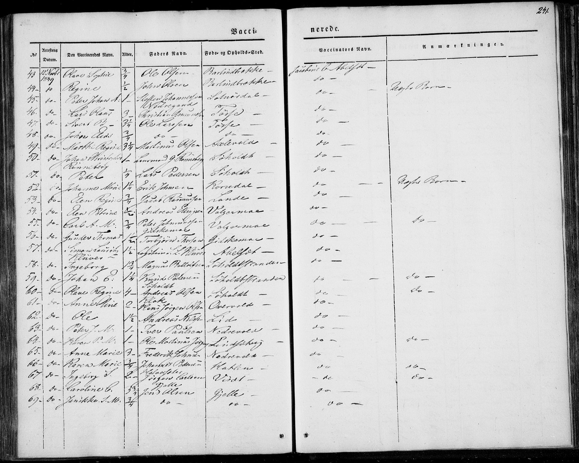 Ministerialprotokoller, klokkerbøker og fødselsregistre - Møre og Romsdal, AV/SAT-A-1454/522/L0312: Parish register (official) no. 522A07, 1843-1851, p. 241