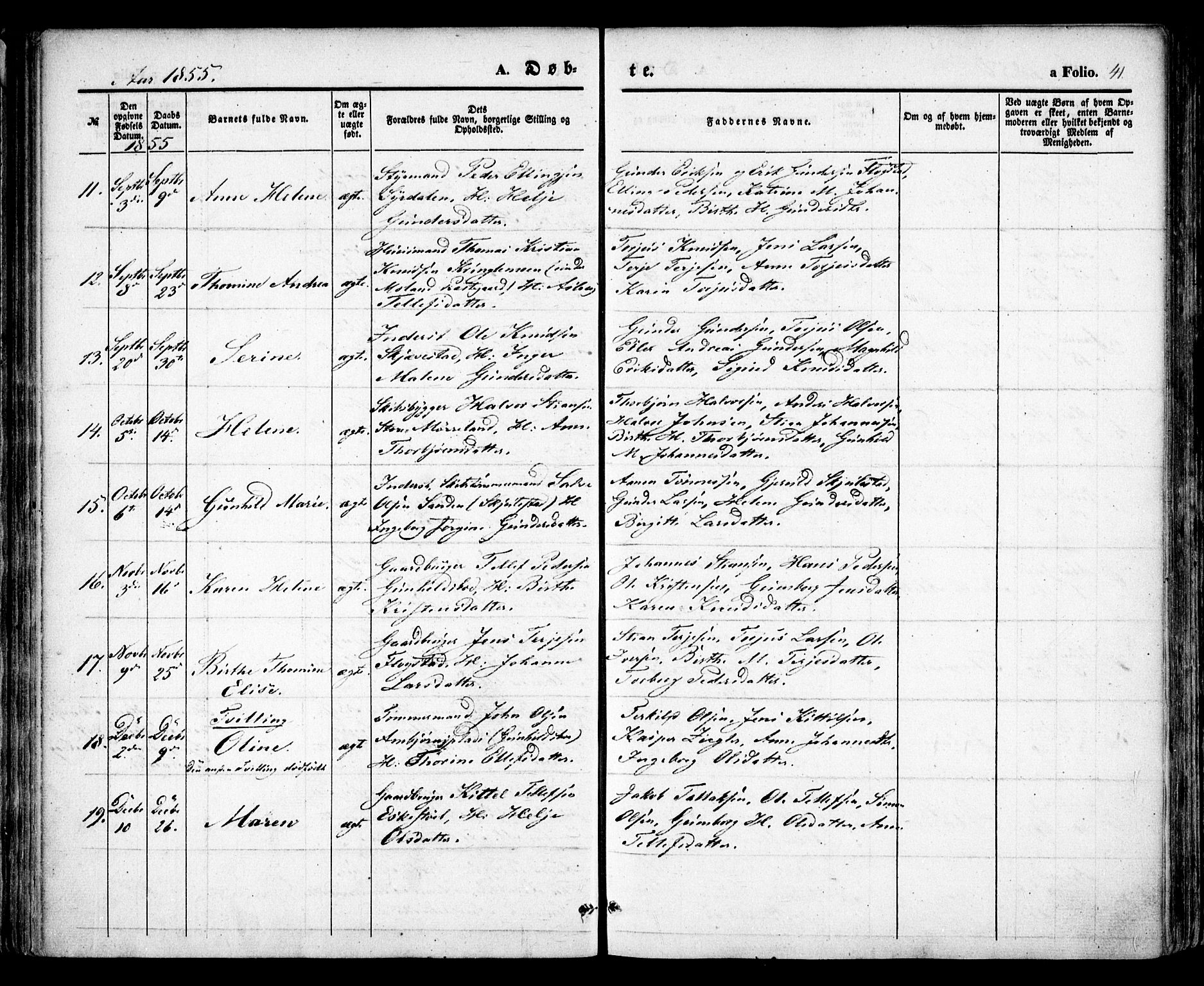 Austre Moland sokneprestkontor, AV/SAK-1111-0001/F/Fa/Faa/L0007: Parish register (official) no. A 7, 1847-1857, p. 41