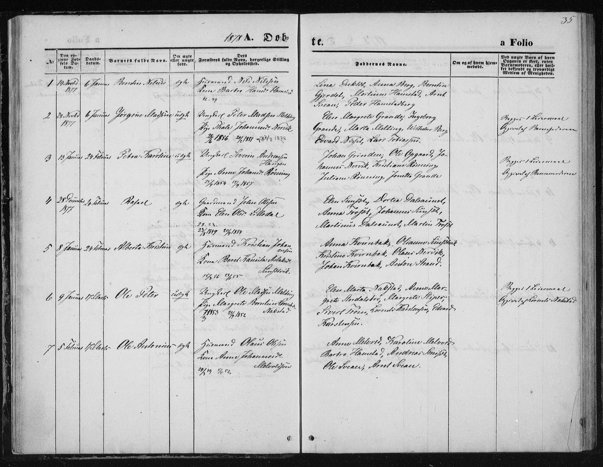 Ministerialprotokoller, klokkerbøker og fødselsregistre - Nord-Trøndelag, SAT/A-1458/733/L0324: Parish register (official) no. 733A03, 1870-1883, p. 35