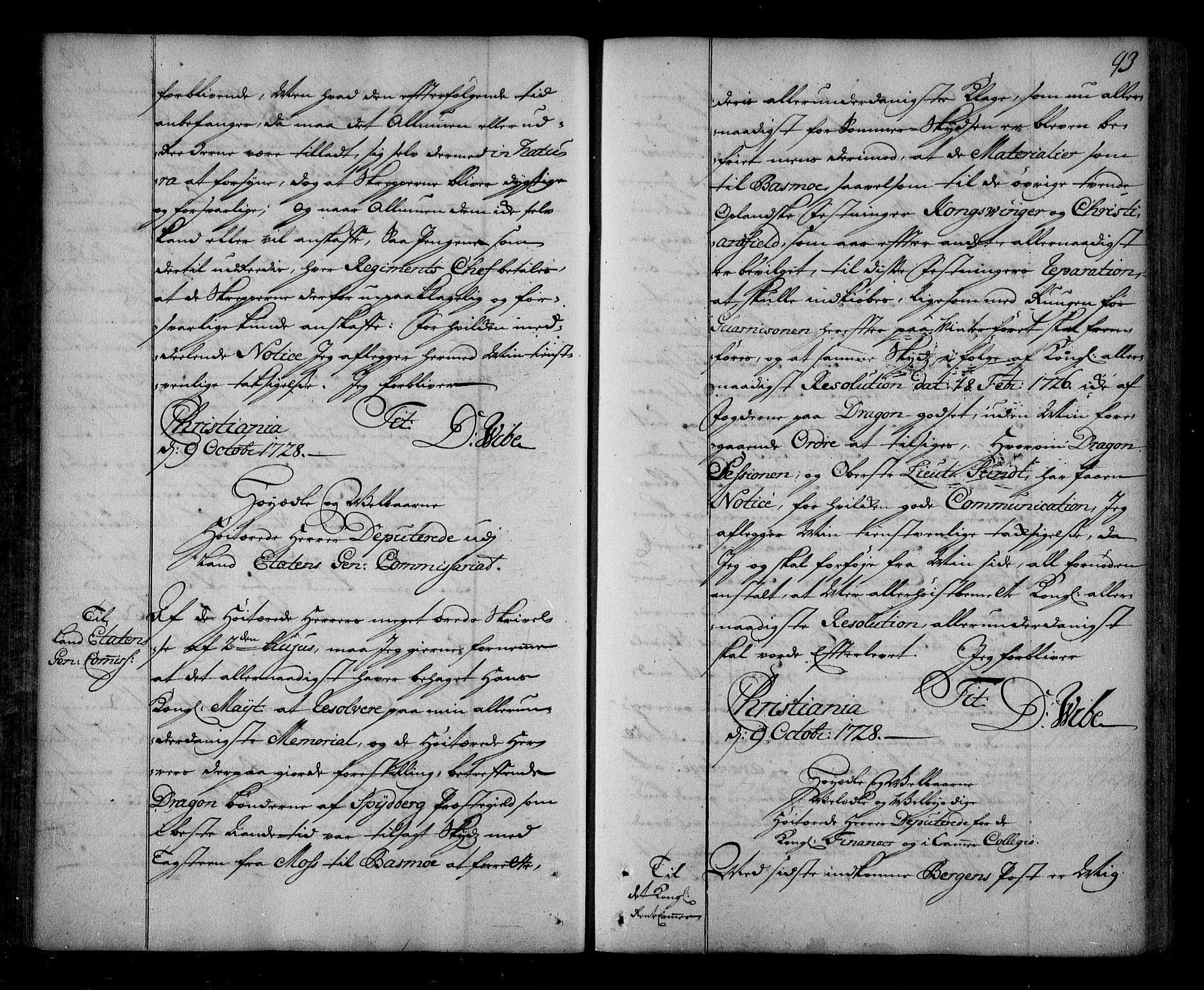 Stattholderembetet 1572-1771, AV/RA-EA-2870/Be/L0004: Korrespondanseprotokoll, 1727-1731, p. 92b-93a