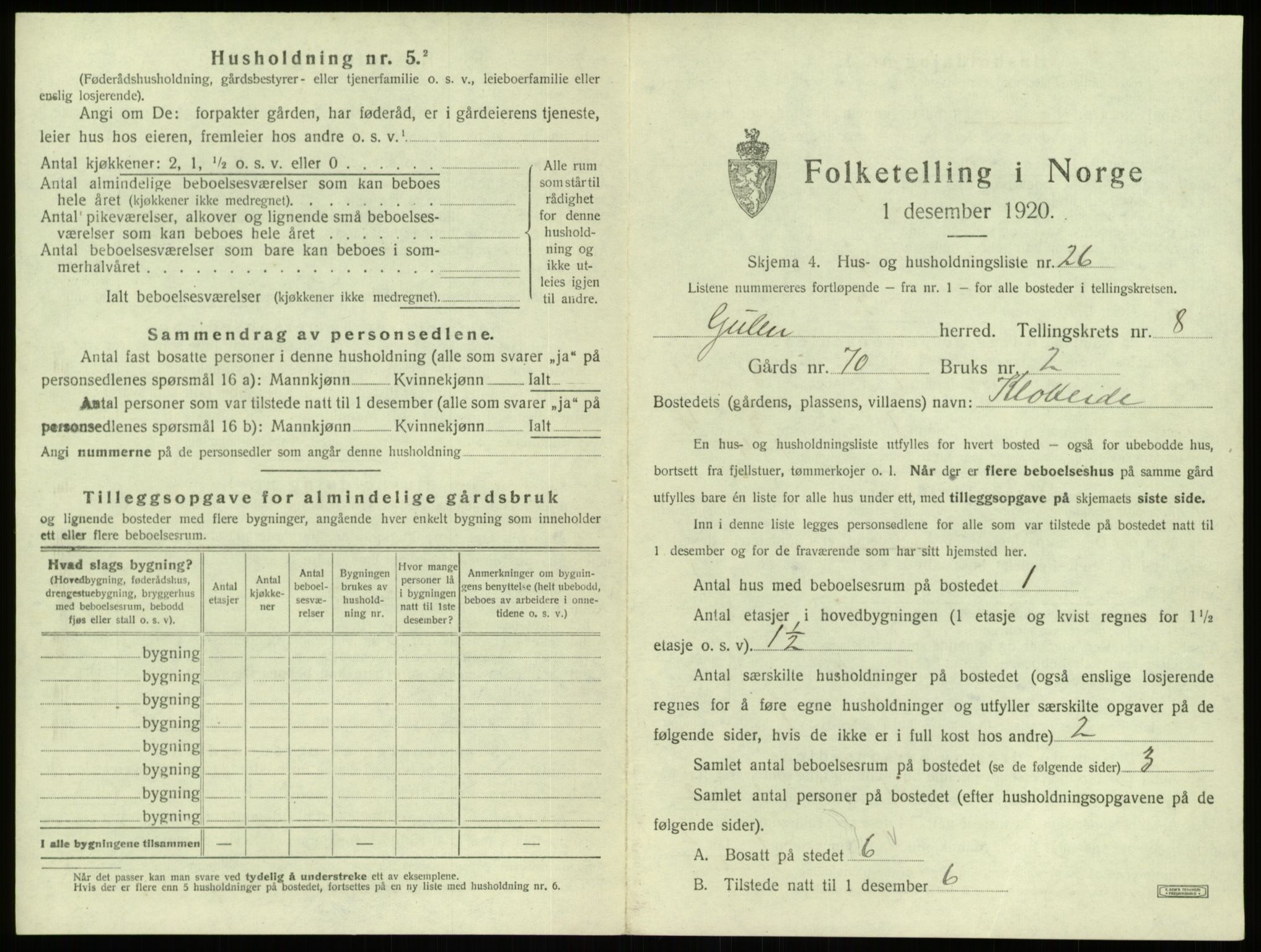 SAB, 1920 census for Gulen, 1920, p. 519