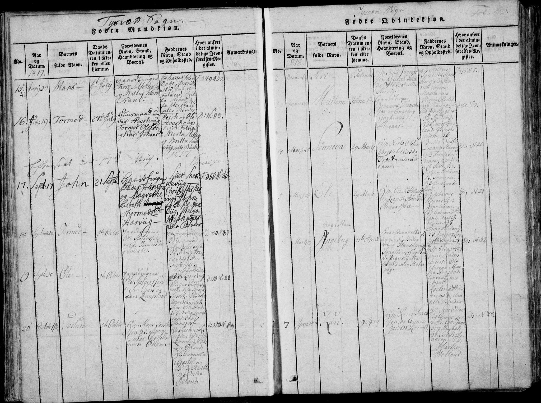 Skjold sokneprestkontor, AV/SAST-A-101847/H/Ha/Haa/L0004: Parish register (official) no. A 4 /1, 1815-1830, p. 40