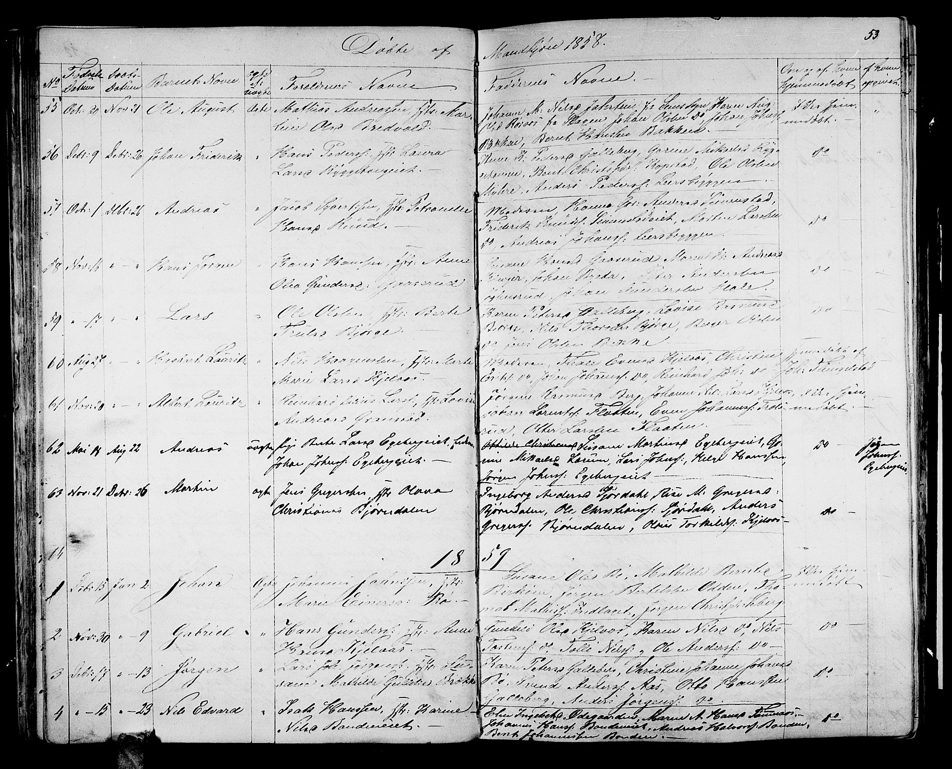 Sande Kirkebøker, AV/SAKO-A-53/G/Ga/L0002: Parish register (copy) no. 2, 1847-1863, p. 53