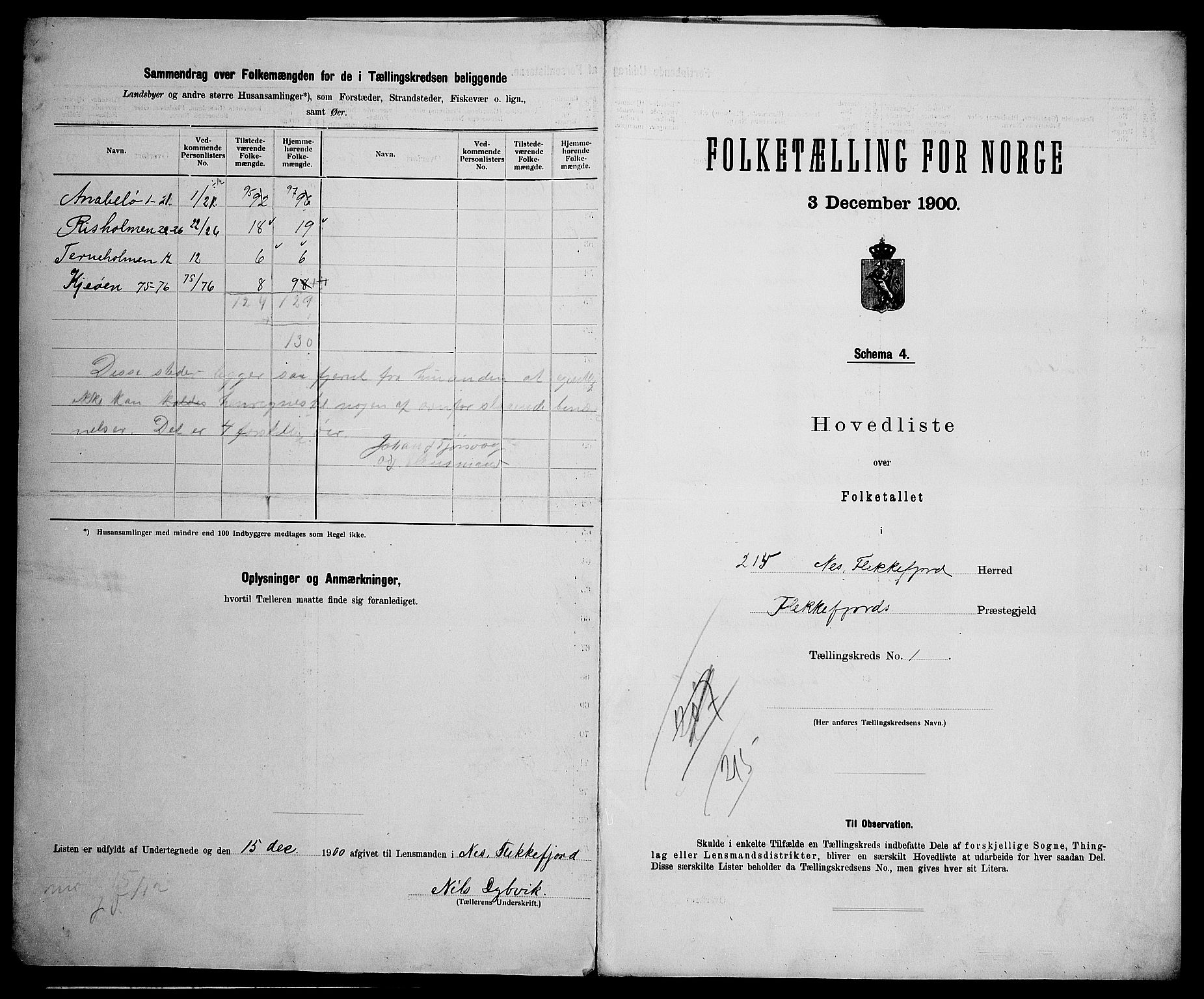 SAK, 1900 census for Nes, 1900, p. 10