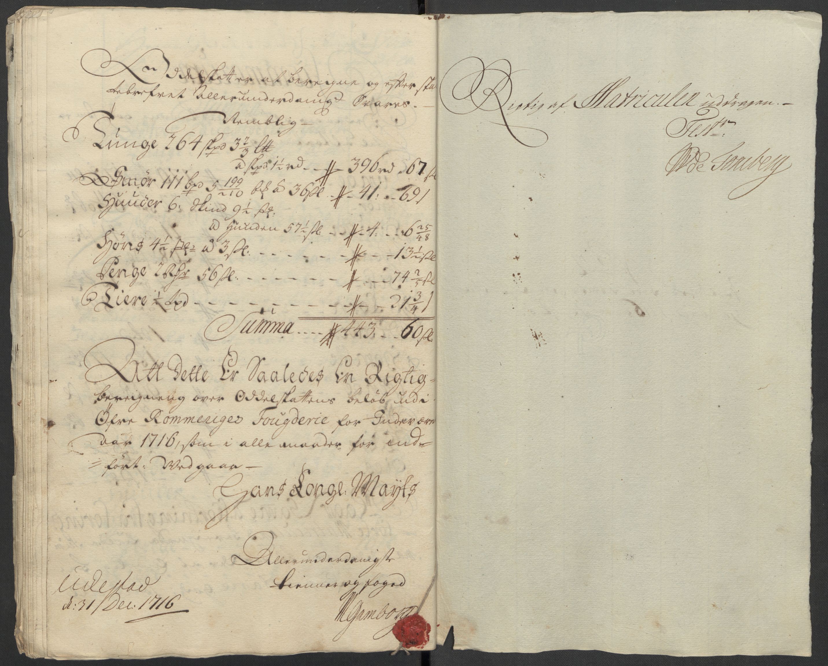 Rentekammeret inntil 1814, Reviderte regnskaper, Fogderegnskap, AV/RA-EA-4092/R12/L0725: Fogderegnskap Øvre Romerike, 1716, p. 112