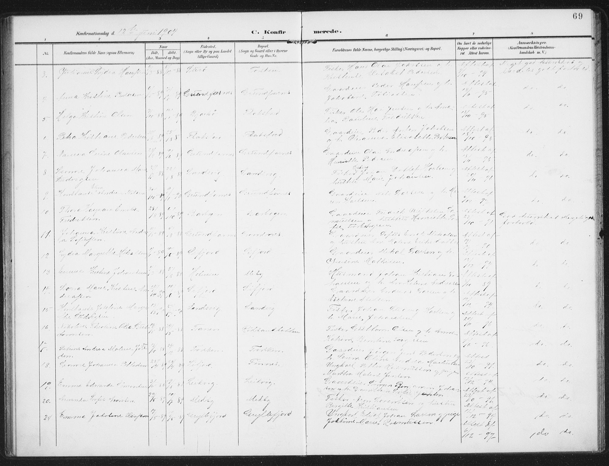 Berg sokneprestkontor, SATØ/S-1318/G/Ga/Gaa/L0008kirke: Parish register (official) no. 8, 1904-1916, p. 69
