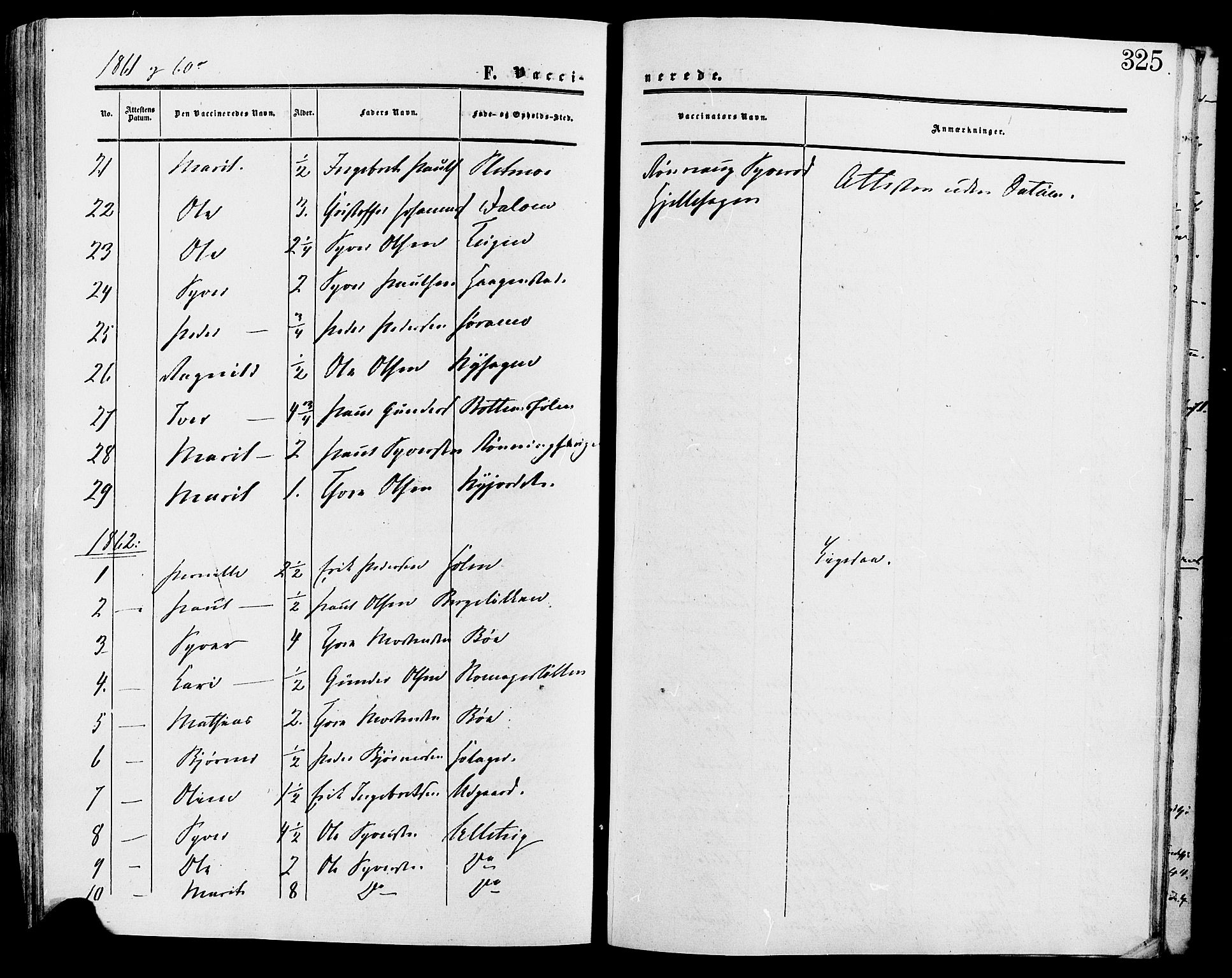 Lesja prestekontor, SAH/PREST-068/H/Ha/Haa/L0009: Parish register (official) no. 9, 1854-1889, p. 325