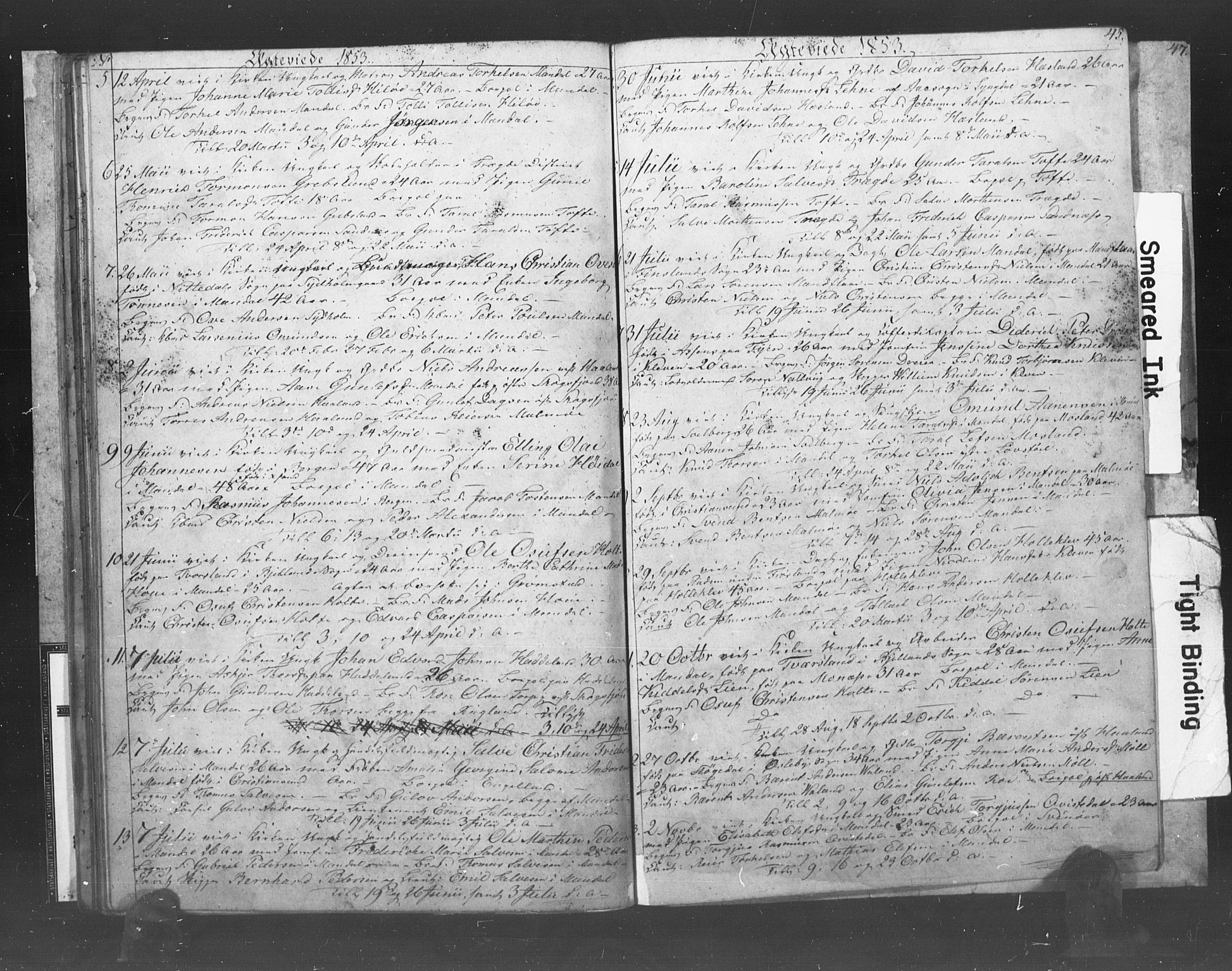 Mandal sokneprestkontor, AV/SAK-1111-0030/F/Fb/Fba/L0007: Parish register (copy) no. B 1G, 1850-1853, p. 45