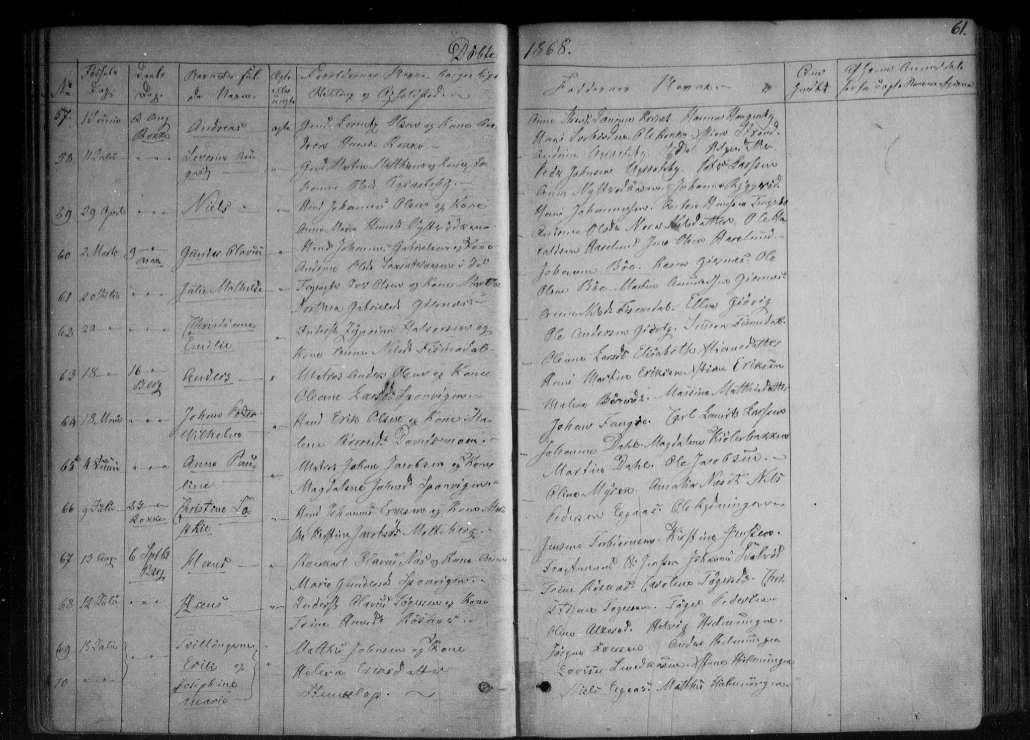 Berg prestekontor Kirkebøker, AV/SAO-A-10902/F/Fa/L0005: Parish register (official) no. I 5, 1861-1877, p. 61